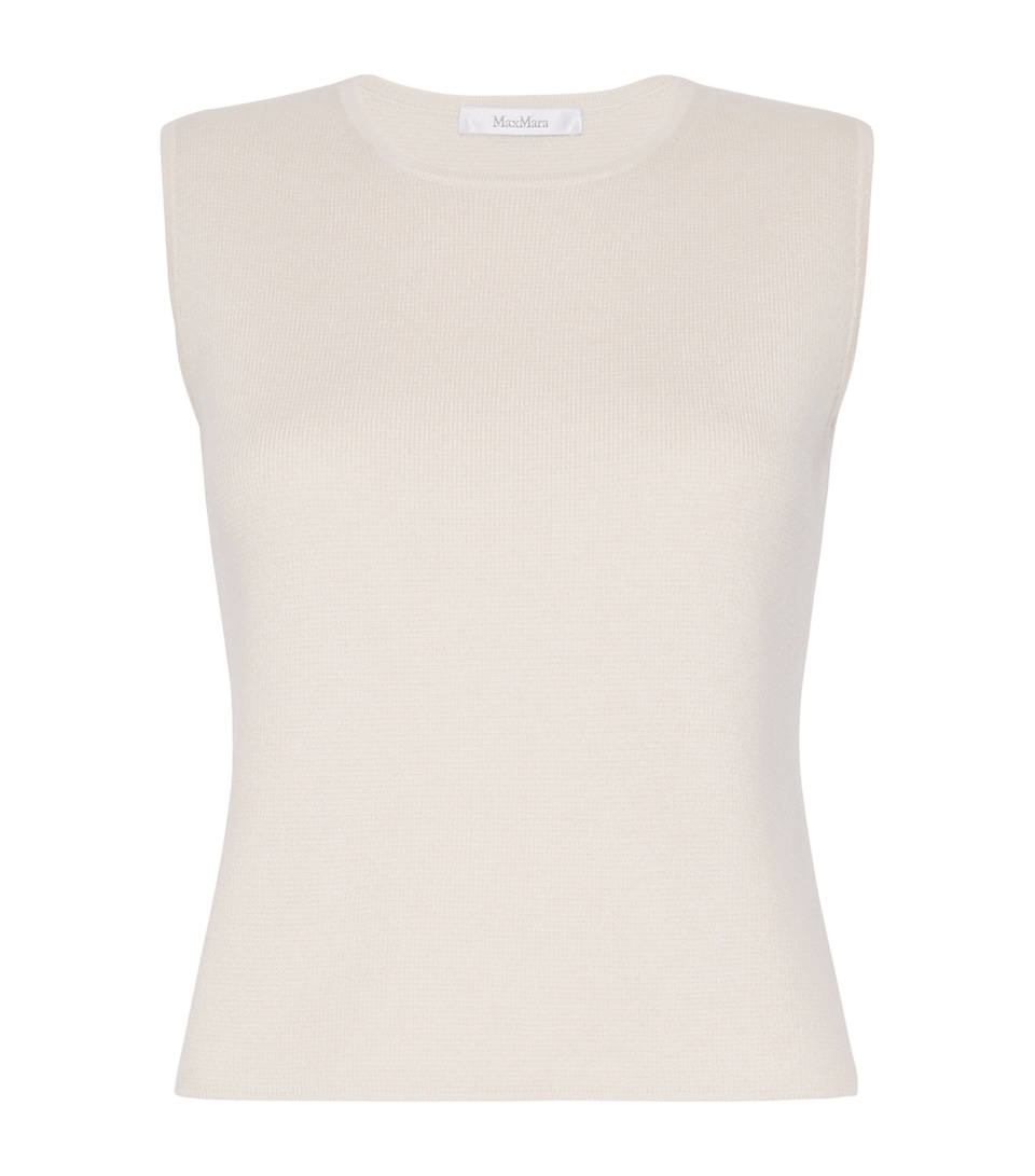 Max Mara Womens Virgin Wool-Cashmere Knitted Top Beige