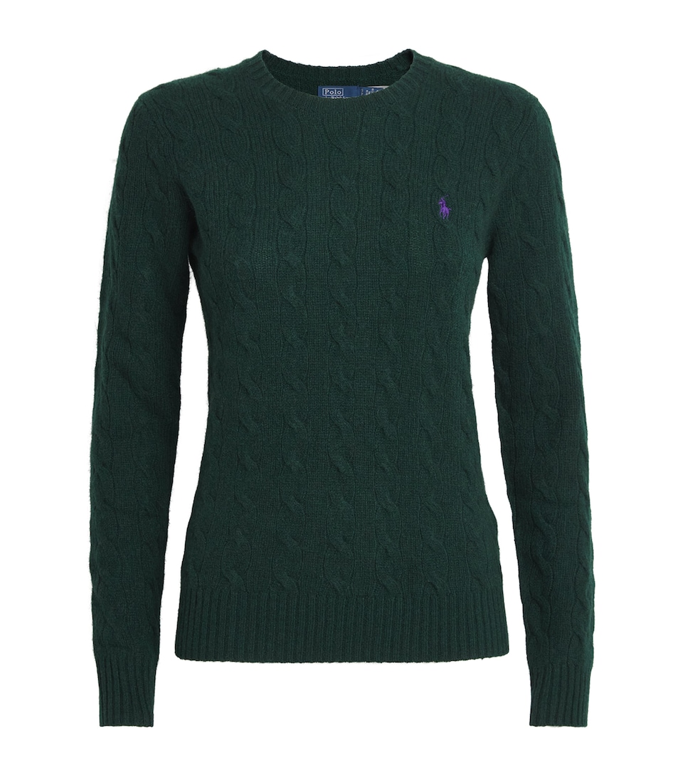 Polo Ralph Lauren Womens Wool-Cashmere Cable-Knit Sweater College Green
