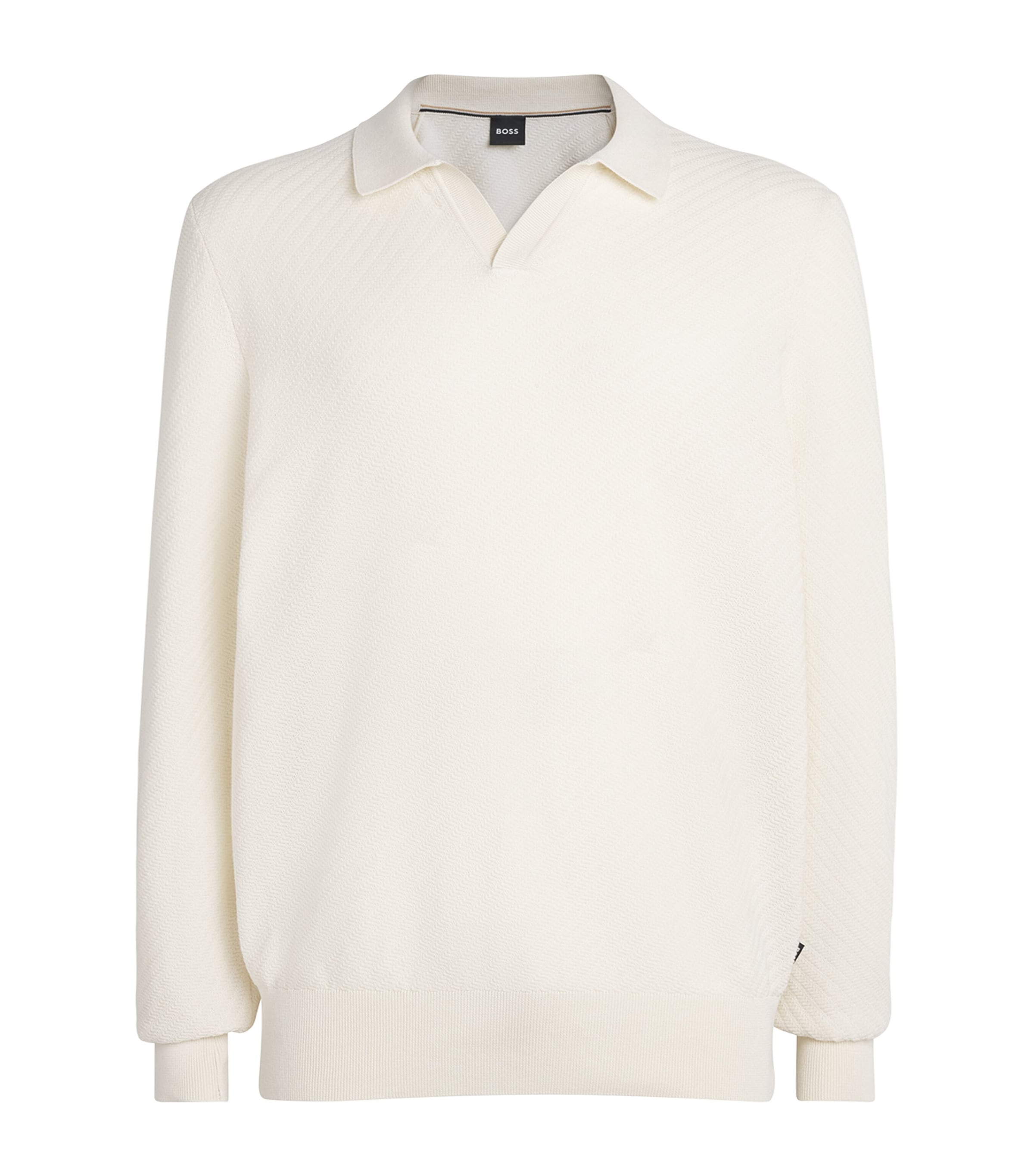 BOSS Mens Cotton Lomarino Sweater Open White