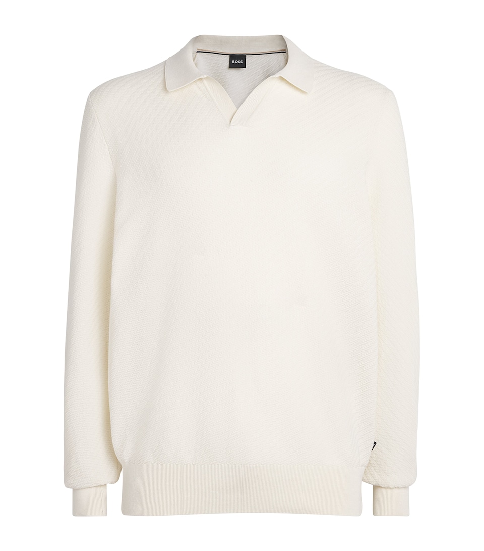 BOSS Mens Cotton Lomarino Sweater Open White