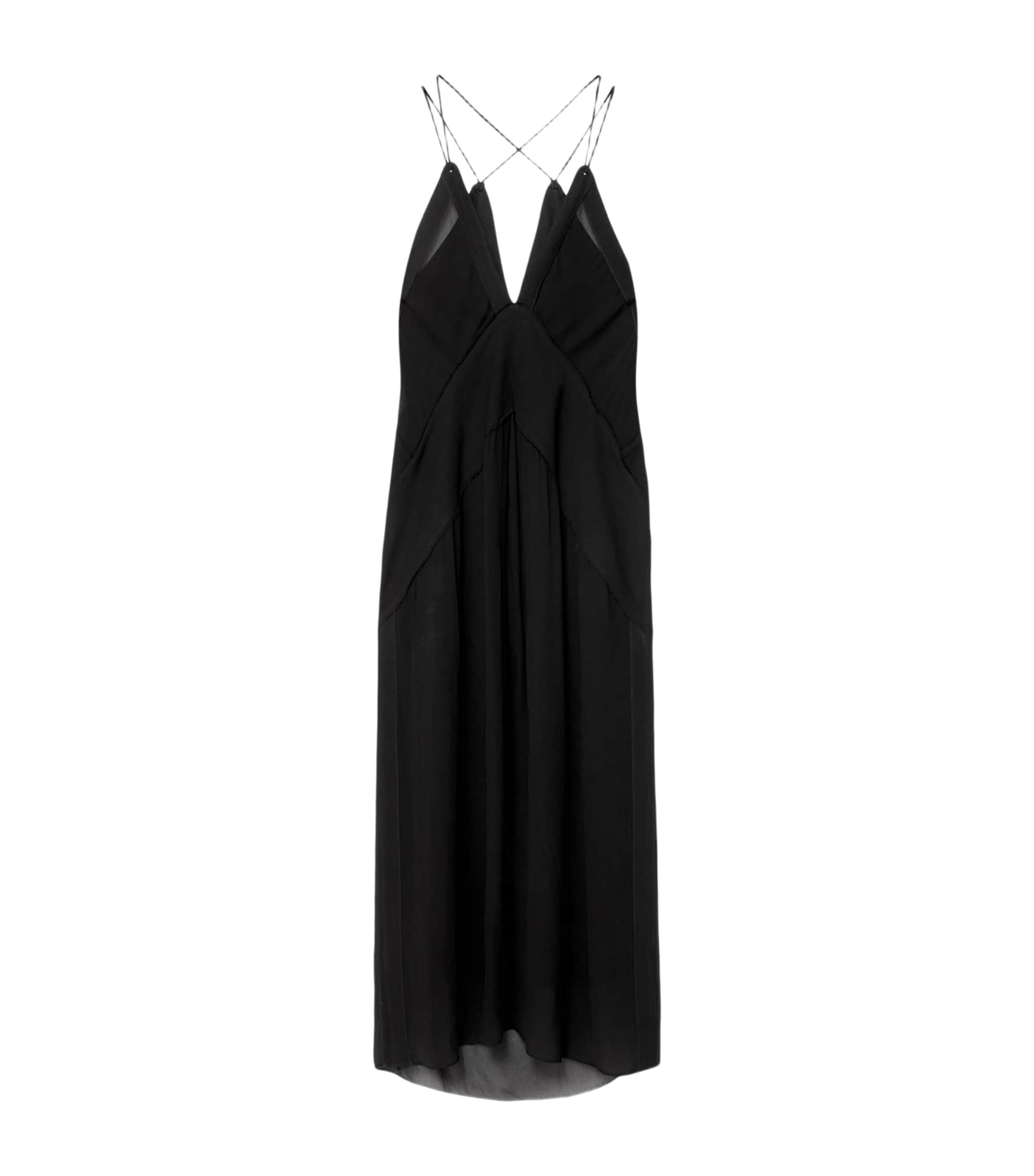 AllSaints Womens Chiffon Fawn Midi Dress Black