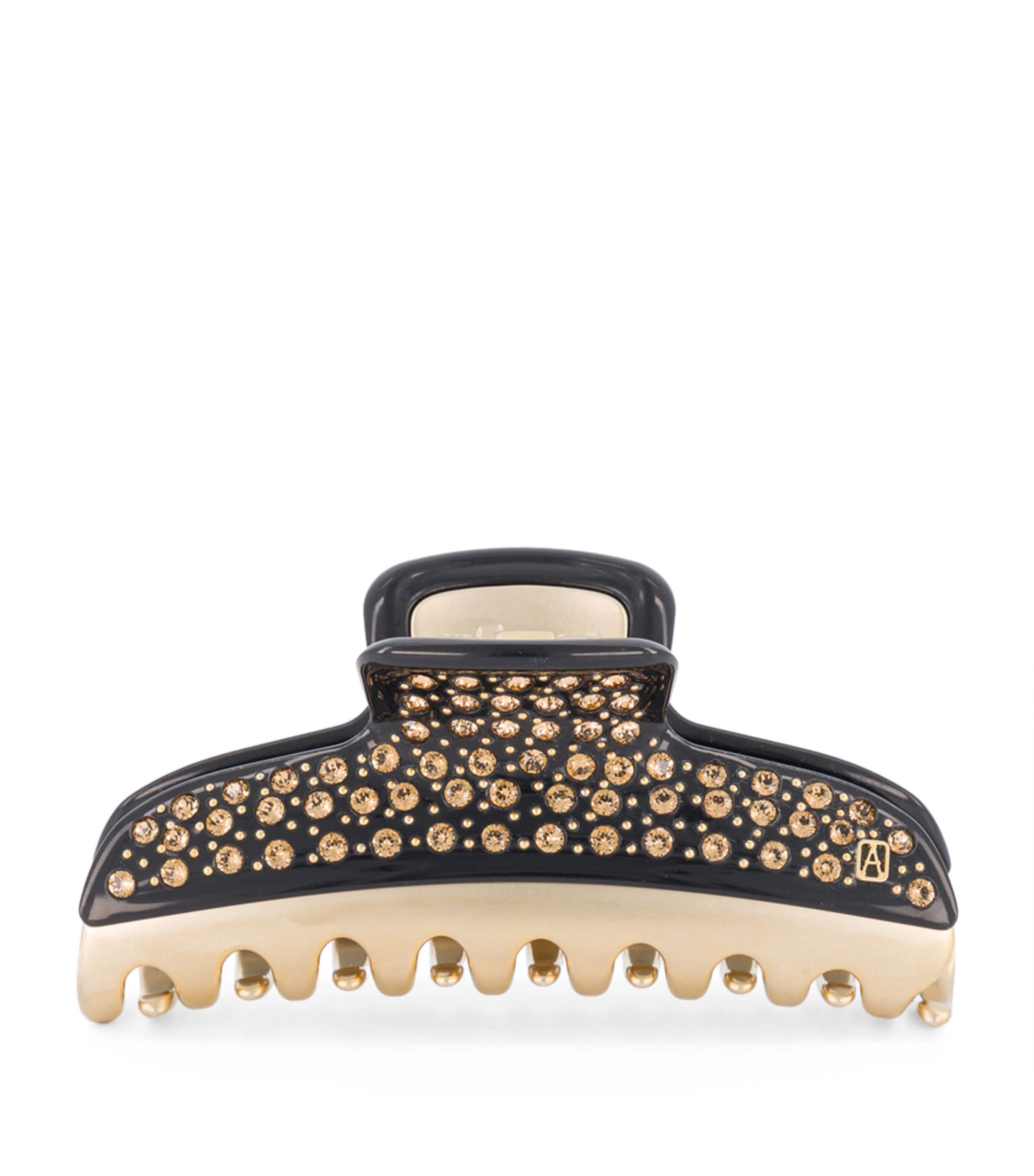 Gold-Plated Crystal-Embellished Claw Hair Clip