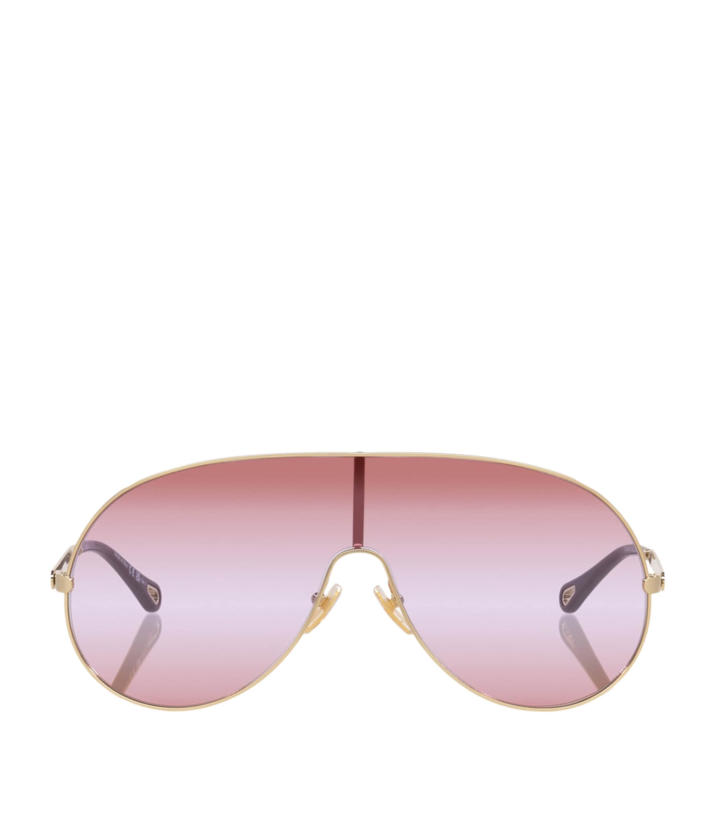 Chloé Metal Aly Shield Sunglasses Gold