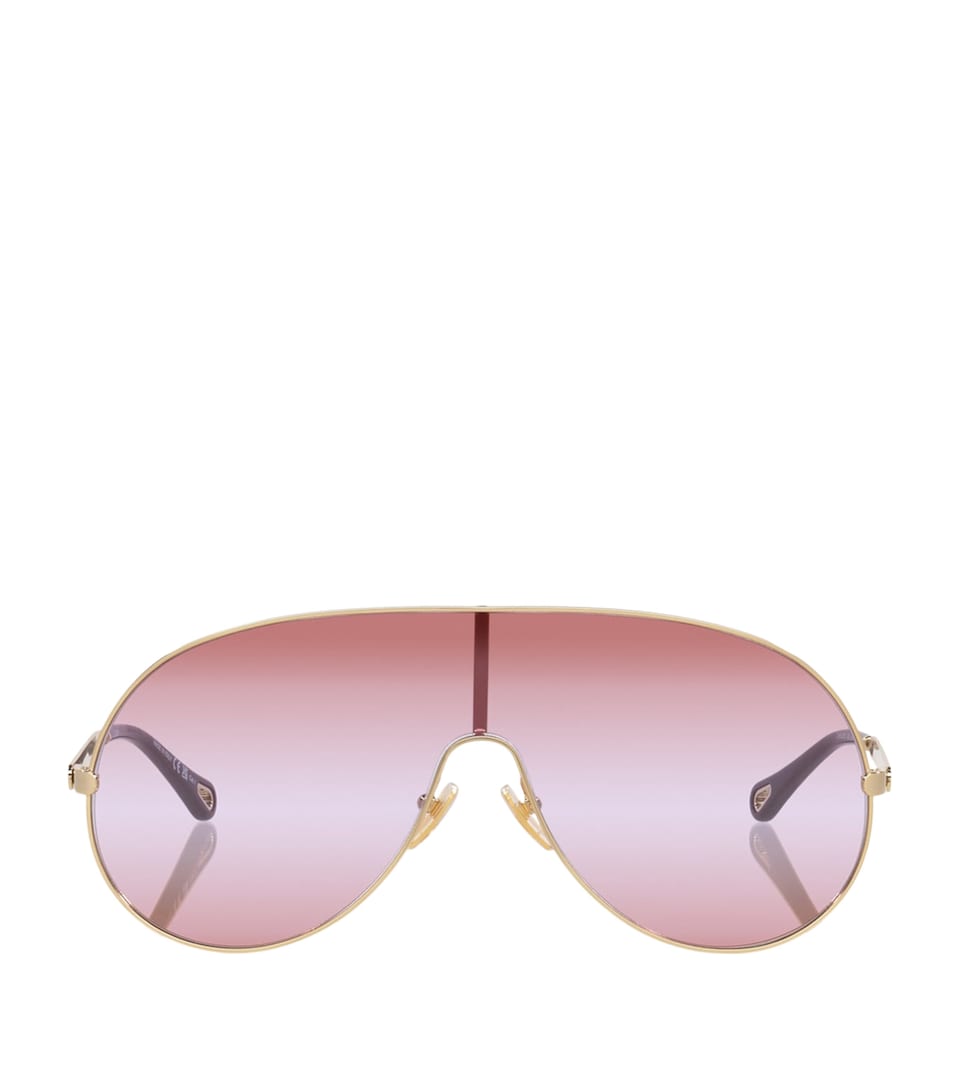Chloé Metal Aly Shield Sunglasses Gold