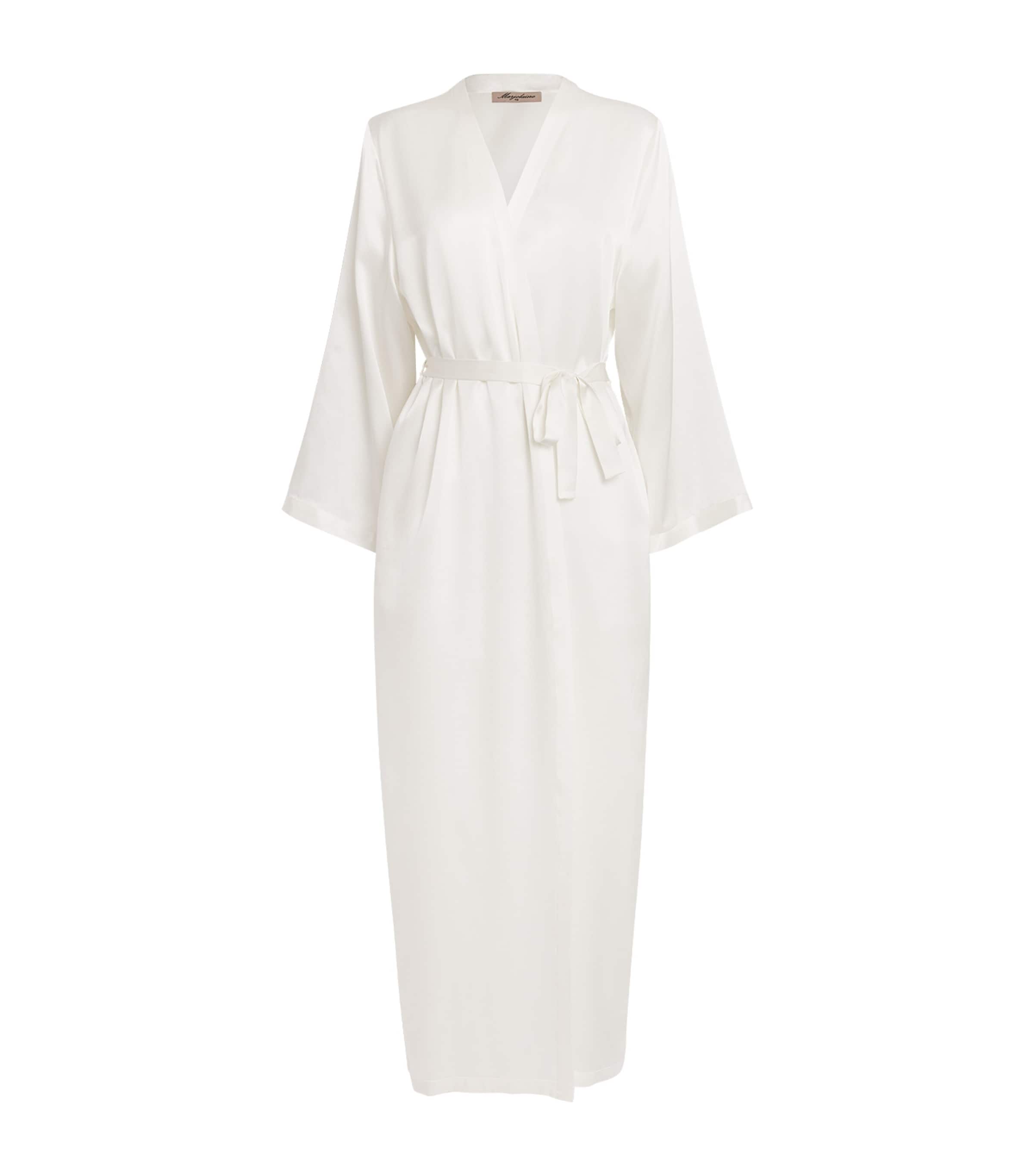 Marjolaine Womens Silk Longline Tracy Robe Naturel