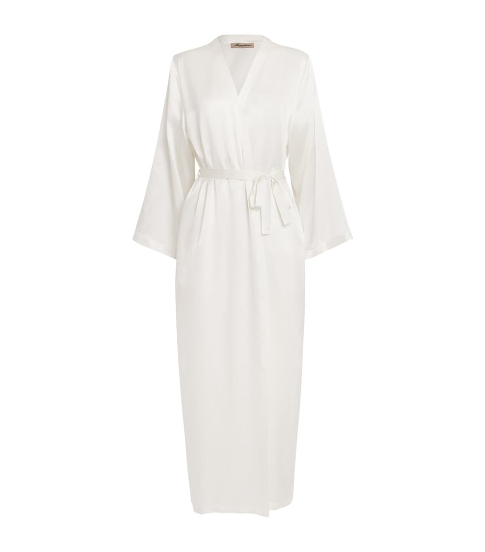 Marjolaine Womens Silk Longline Tracy Robe Naturel