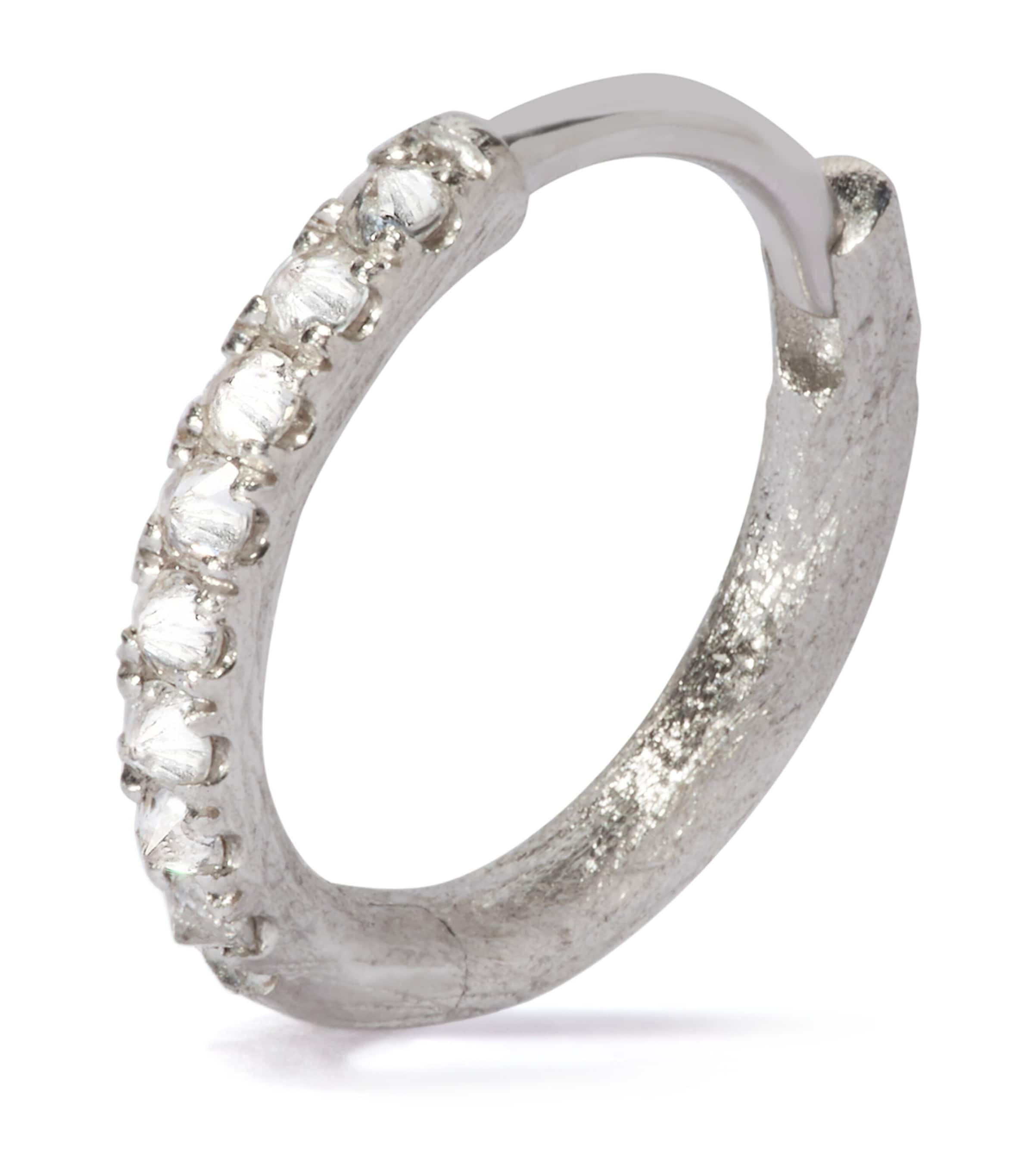 White Gold Dusty Diamonds Single Hoop Earring