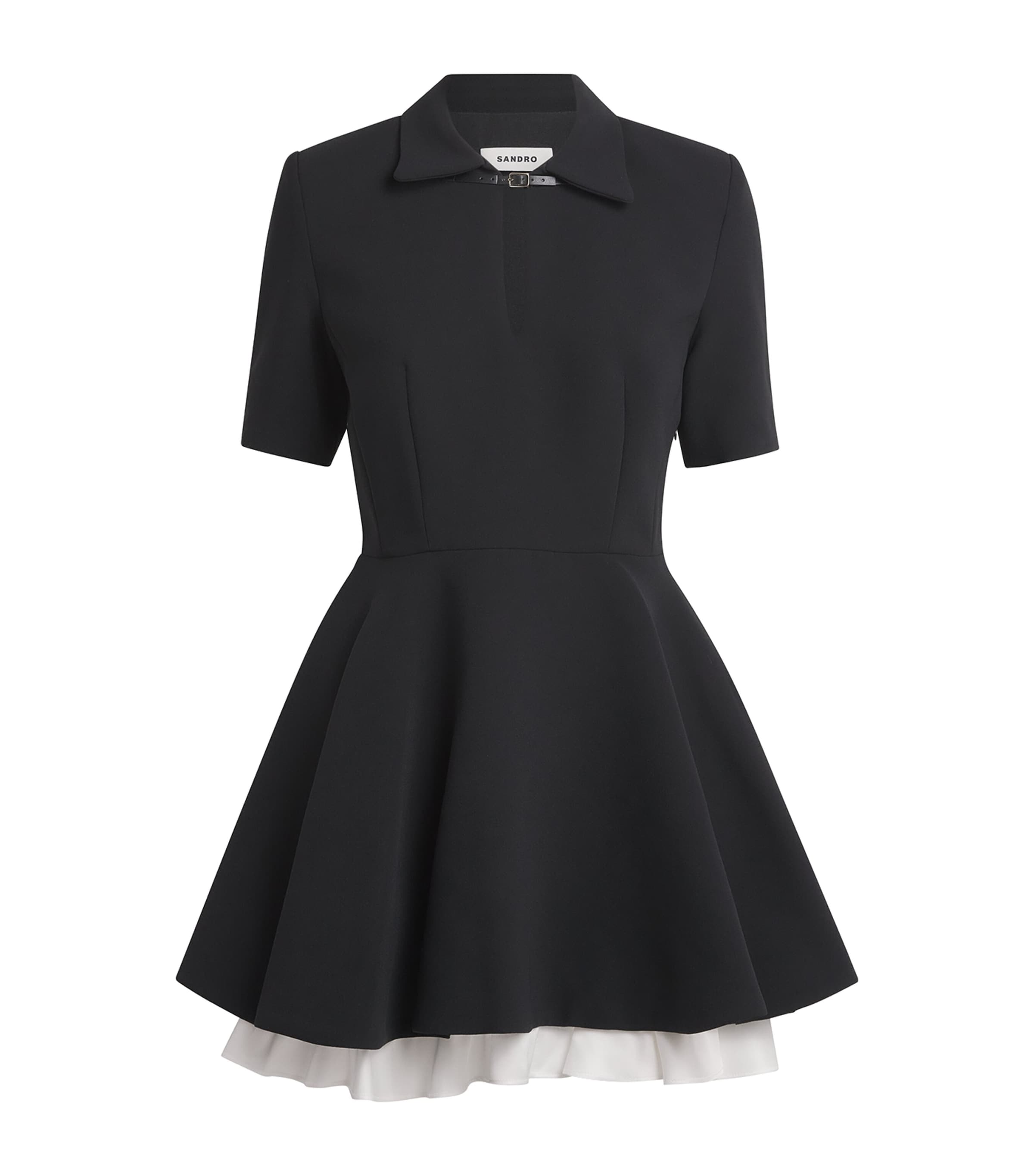 Sandro Paris Womens Crepe Layered Mini Dress Black