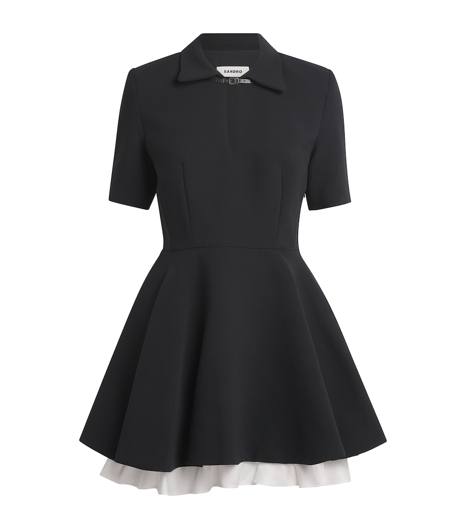 Sandro Paris Womens Crepe Layered Mini Dress Black