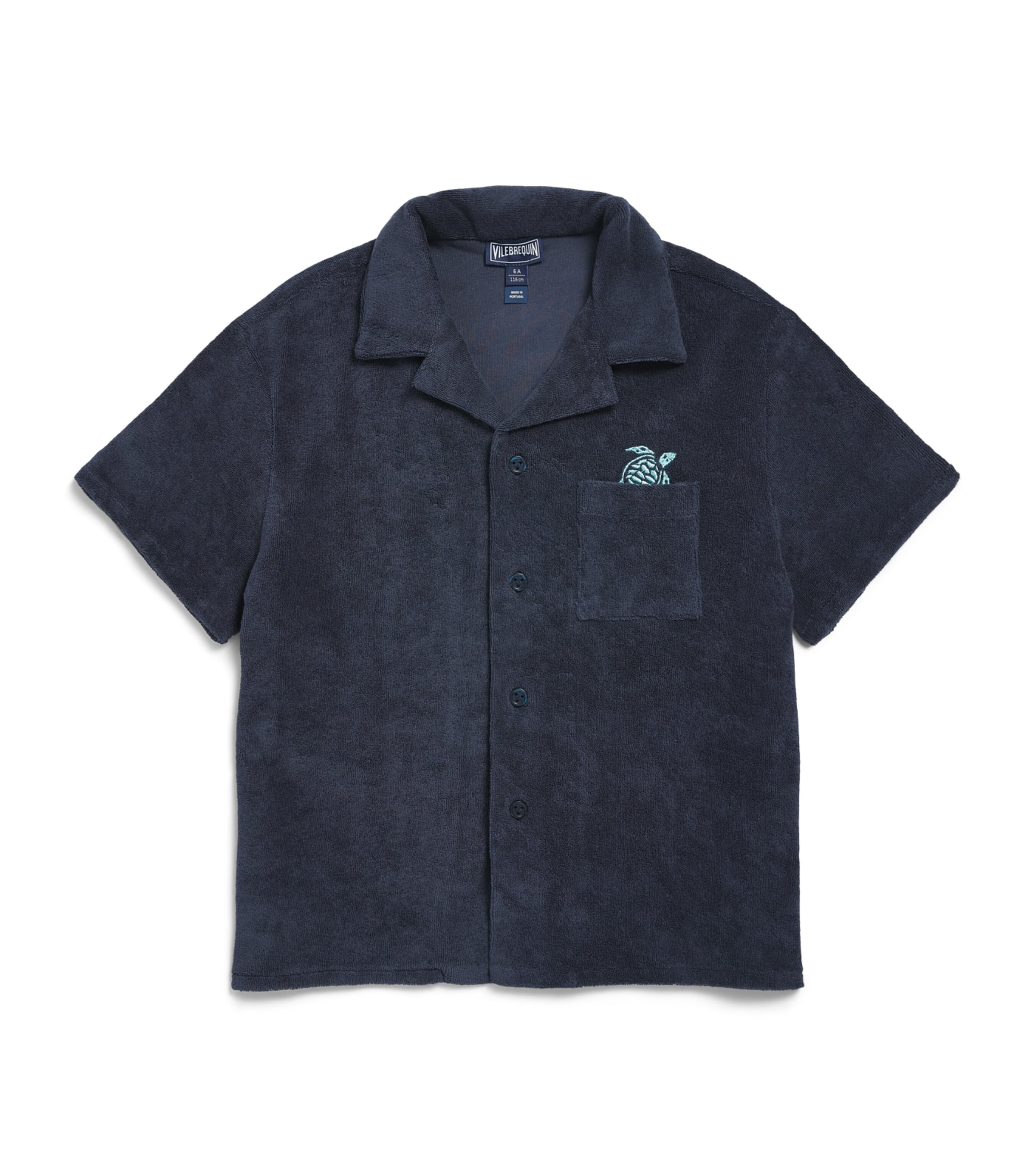 Vilebrequin Kids Cotton Terry Bowling Shirt (2-14 Years) Marine