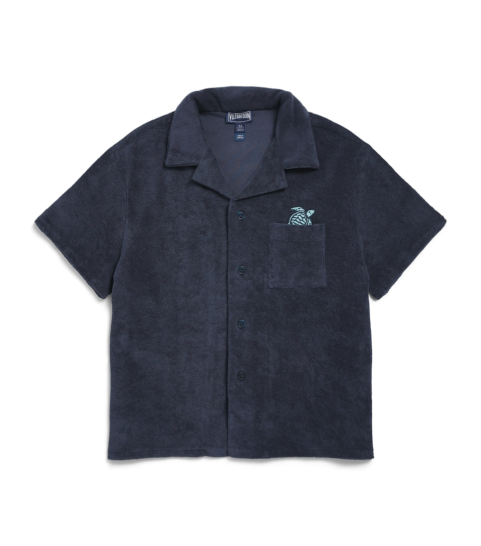 Vilebrequin Kids Cotton Terry Bowling Shirt (2-14 Years) Marine