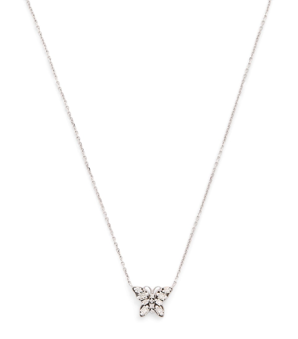 Mini White Gold and Diamond Princess Butterfly Necklace