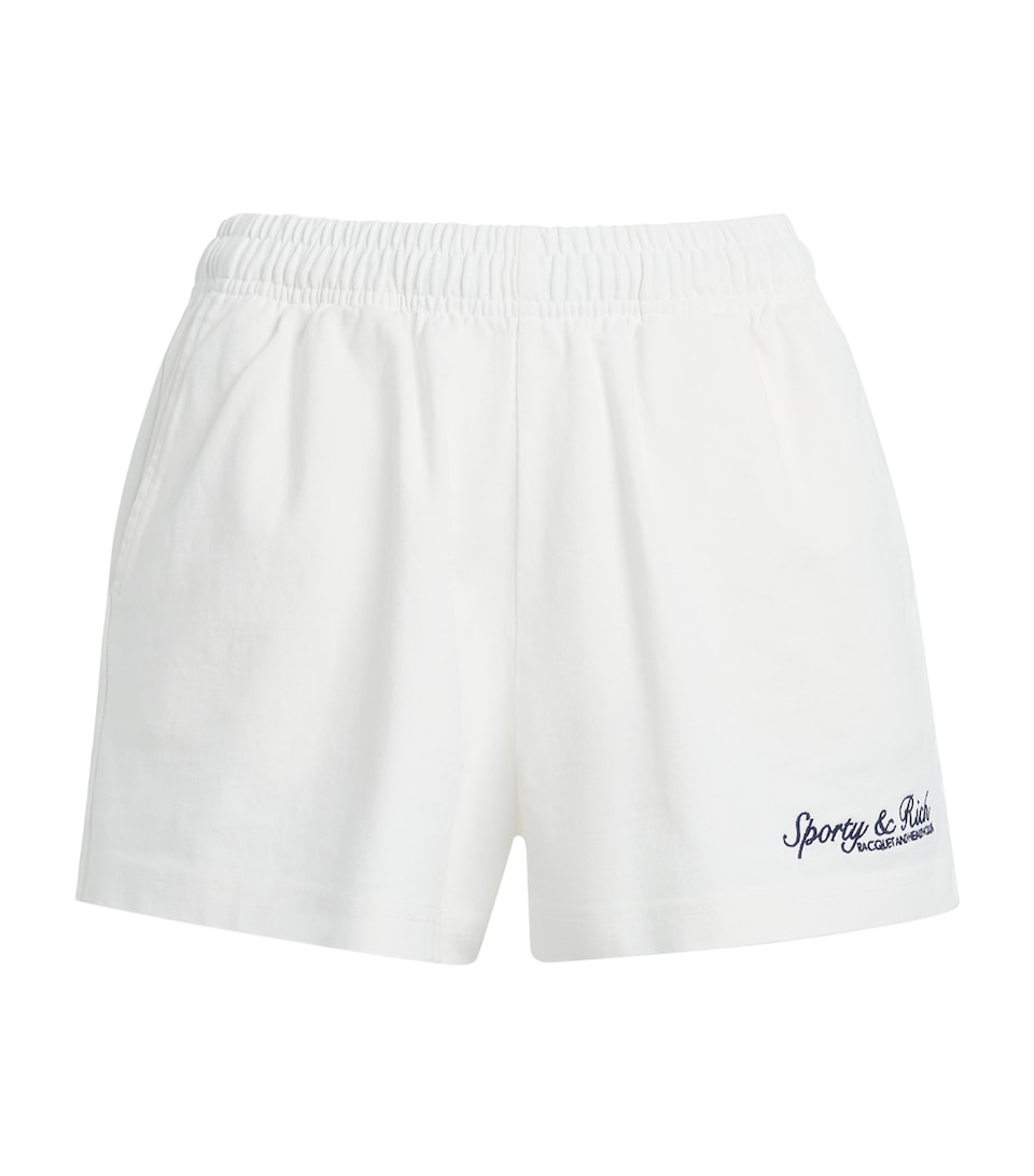Sporty & Rich Womens Syracuse Embrdoidered Sweatshorts White