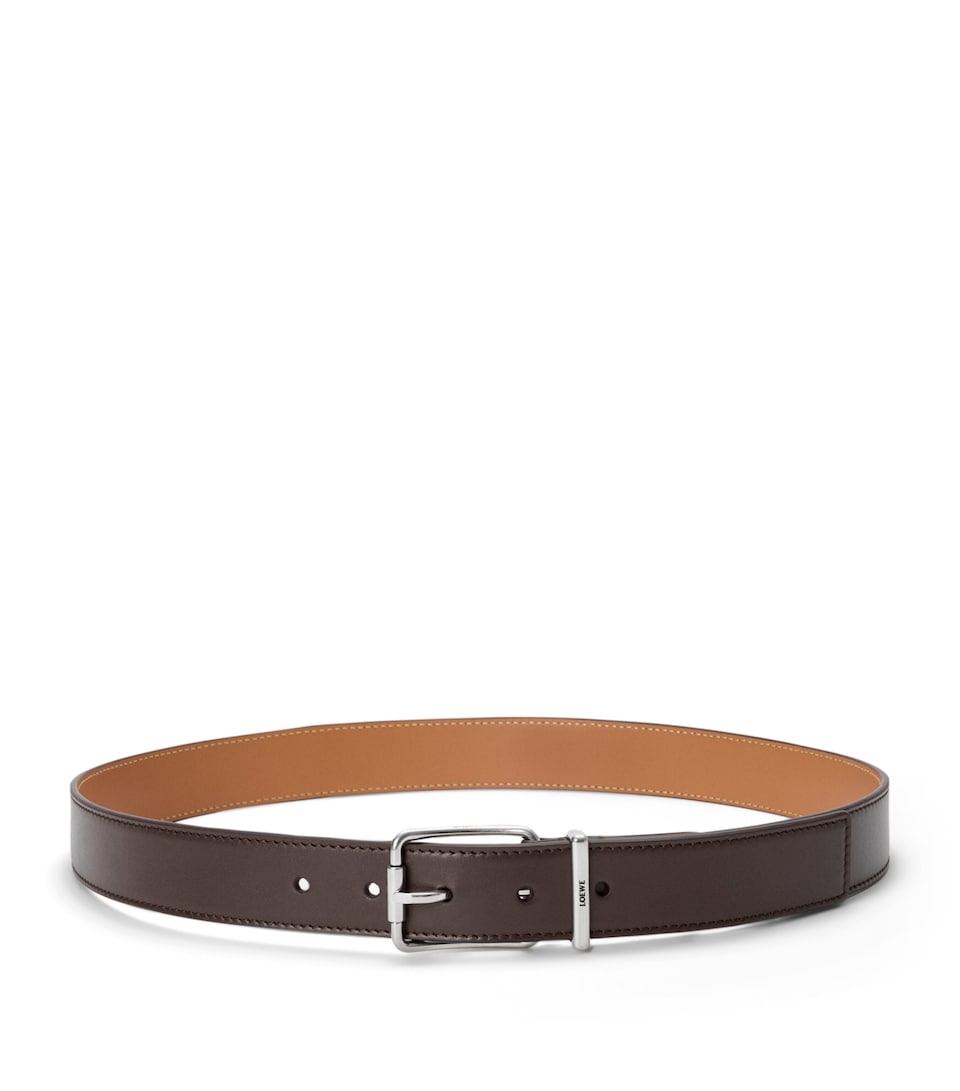 Leather Logo Buckle Belt