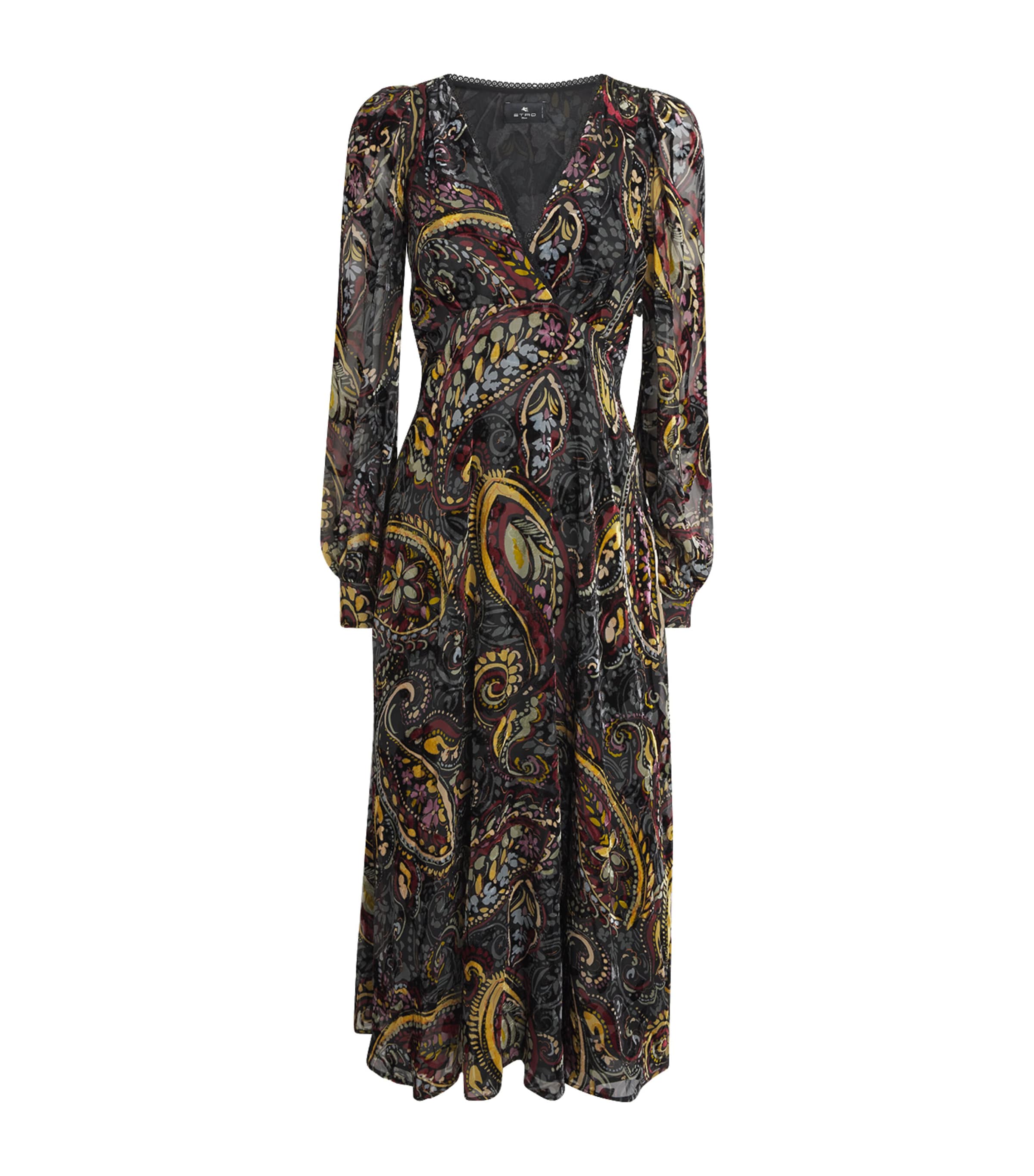 Etro Womens Silk Long-Sleeve Midi Dress Print/black Bs