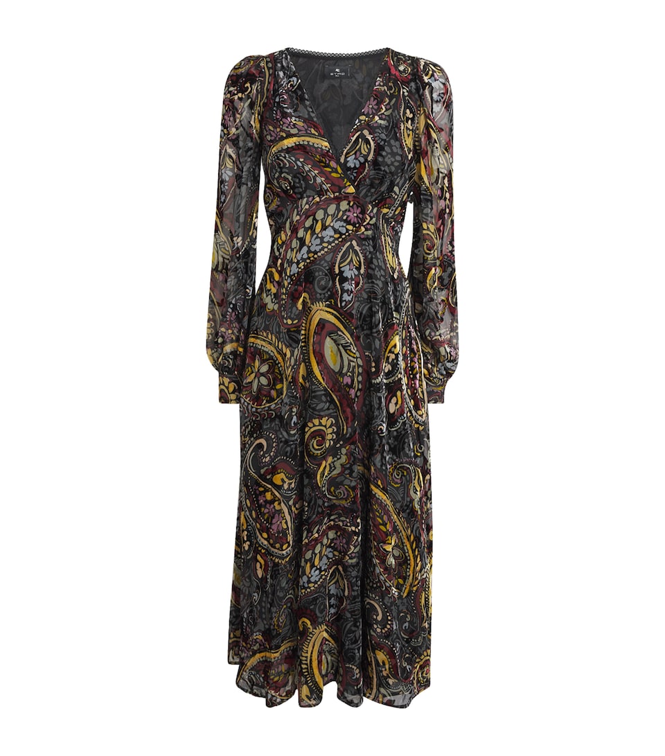 Etro Womens Silk Long-Sleeve Midi Dress Print/black Bs