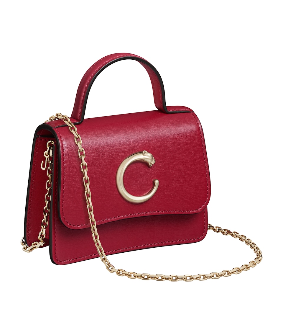 Micro Leather Panthère de Cartier Top-Handle Bag
