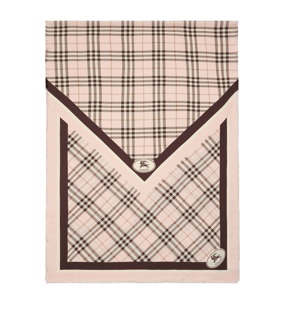 Silk Check Knight Motif Scarf