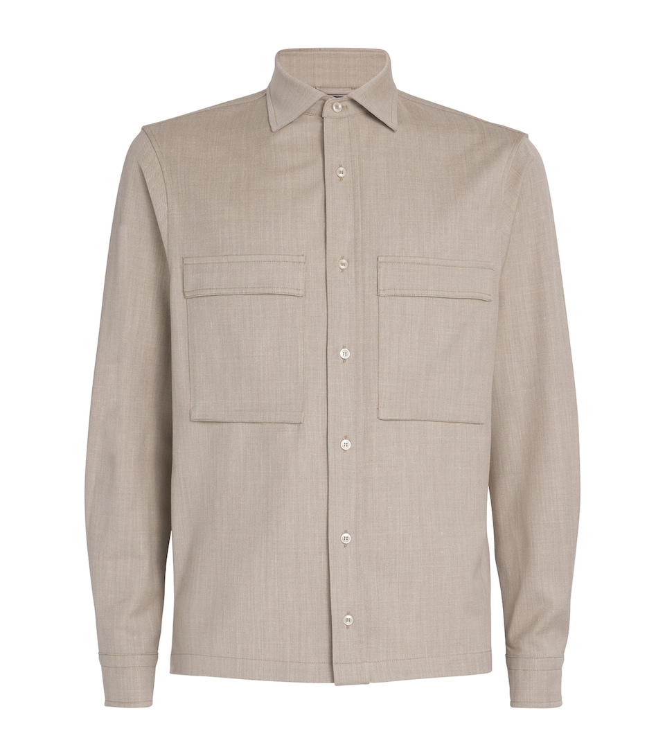 Wool-Silk-Linen-Blend Overshirt