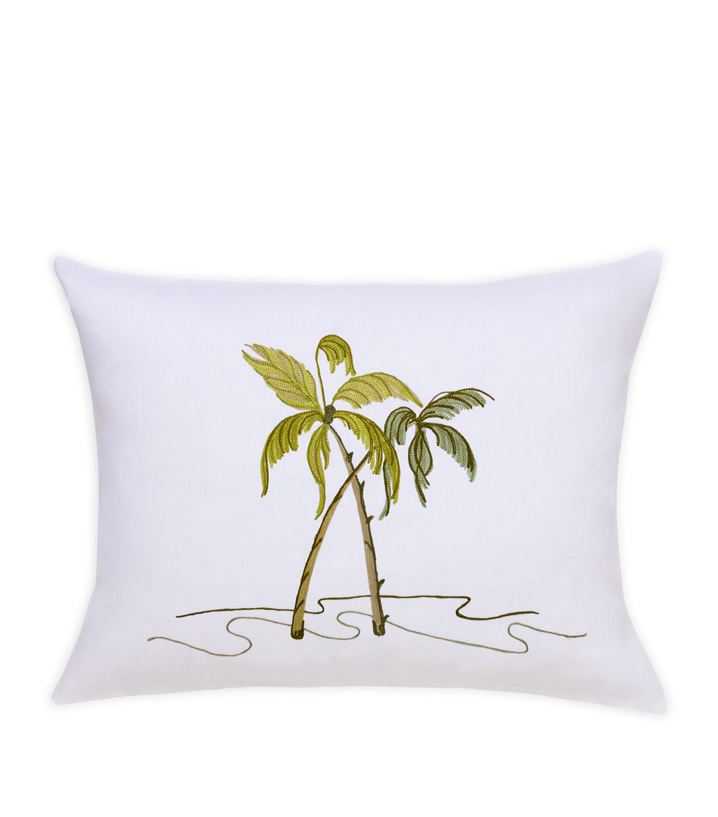Loretta Caponi Linen Garden of Eden Cushion (50cm x 40cm) White