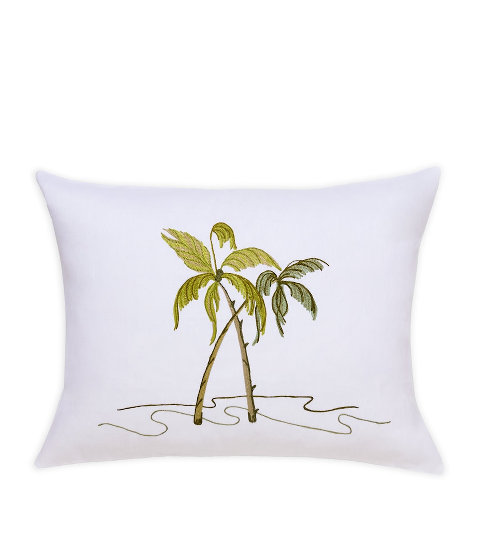 Loretta Caponi Linen Garden of Eden Cushion (50cm x 40cm) White