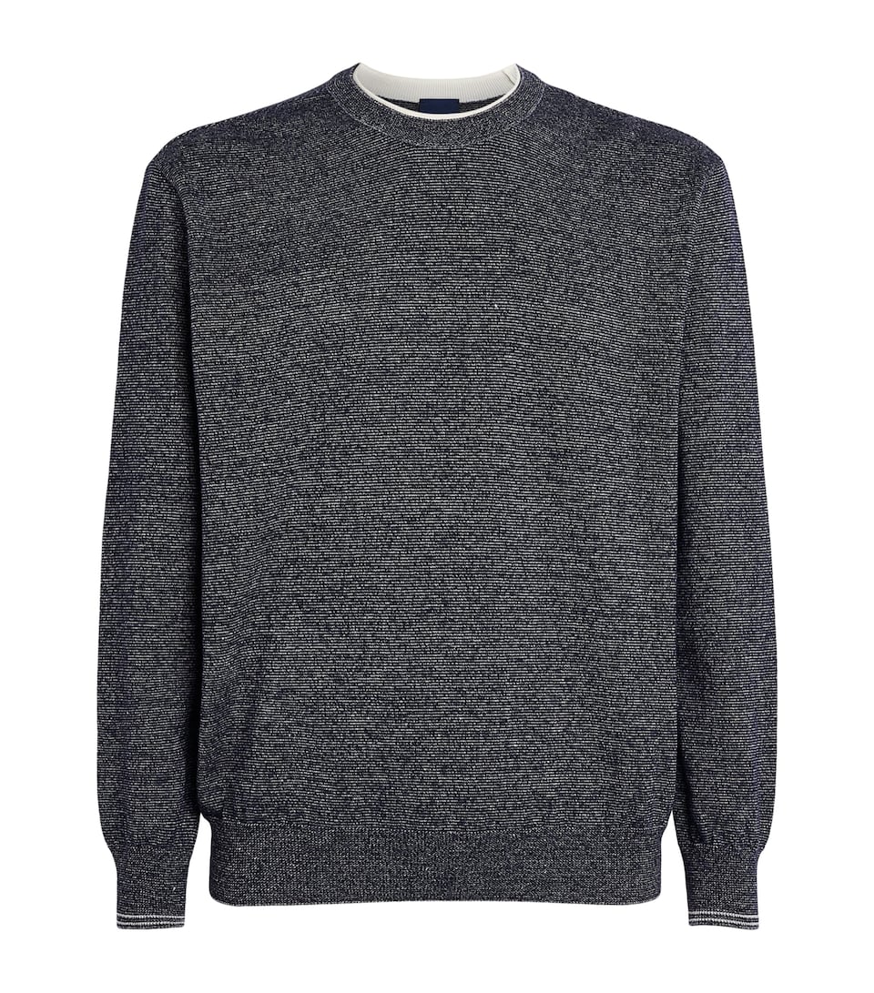 Paul & Shark Mens Wool-Linen Melange Sweater Blu Blu/bianco