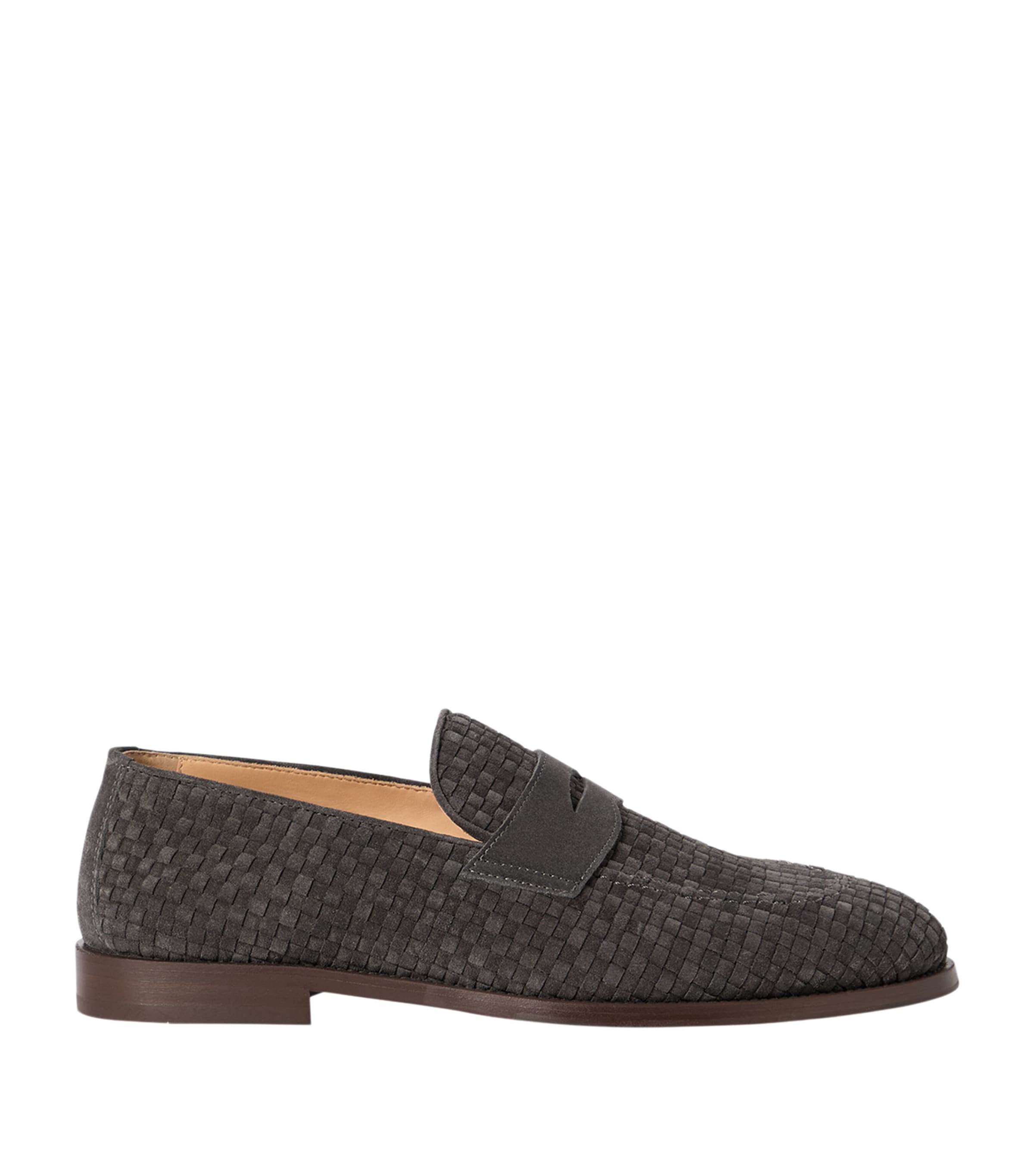 Brunello Cucinelli Suede Woven Loafers