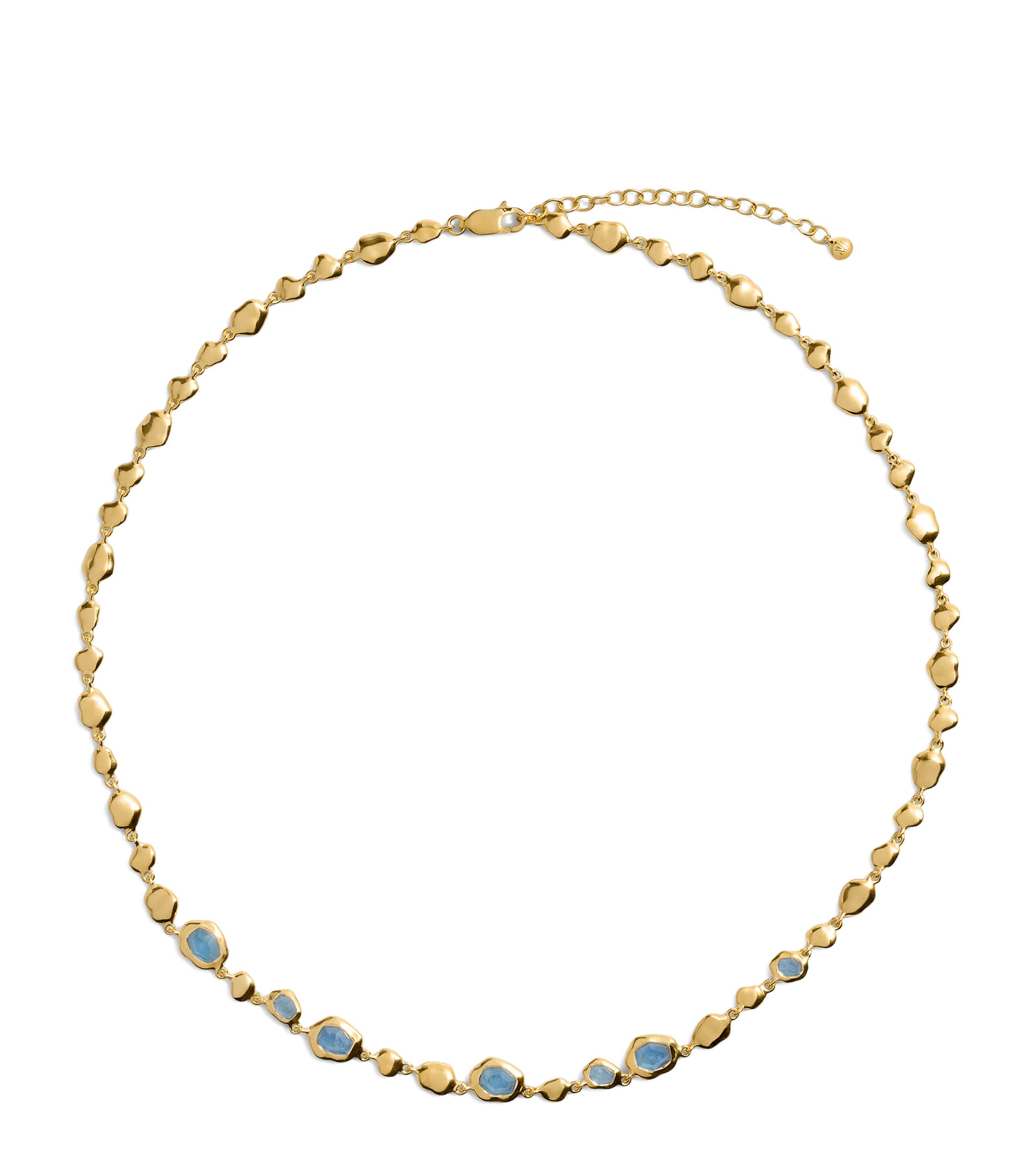 Monica Vinader Gold Vermeil and Aquamarine Odyssey Pebbled Chain Bracelet Blue