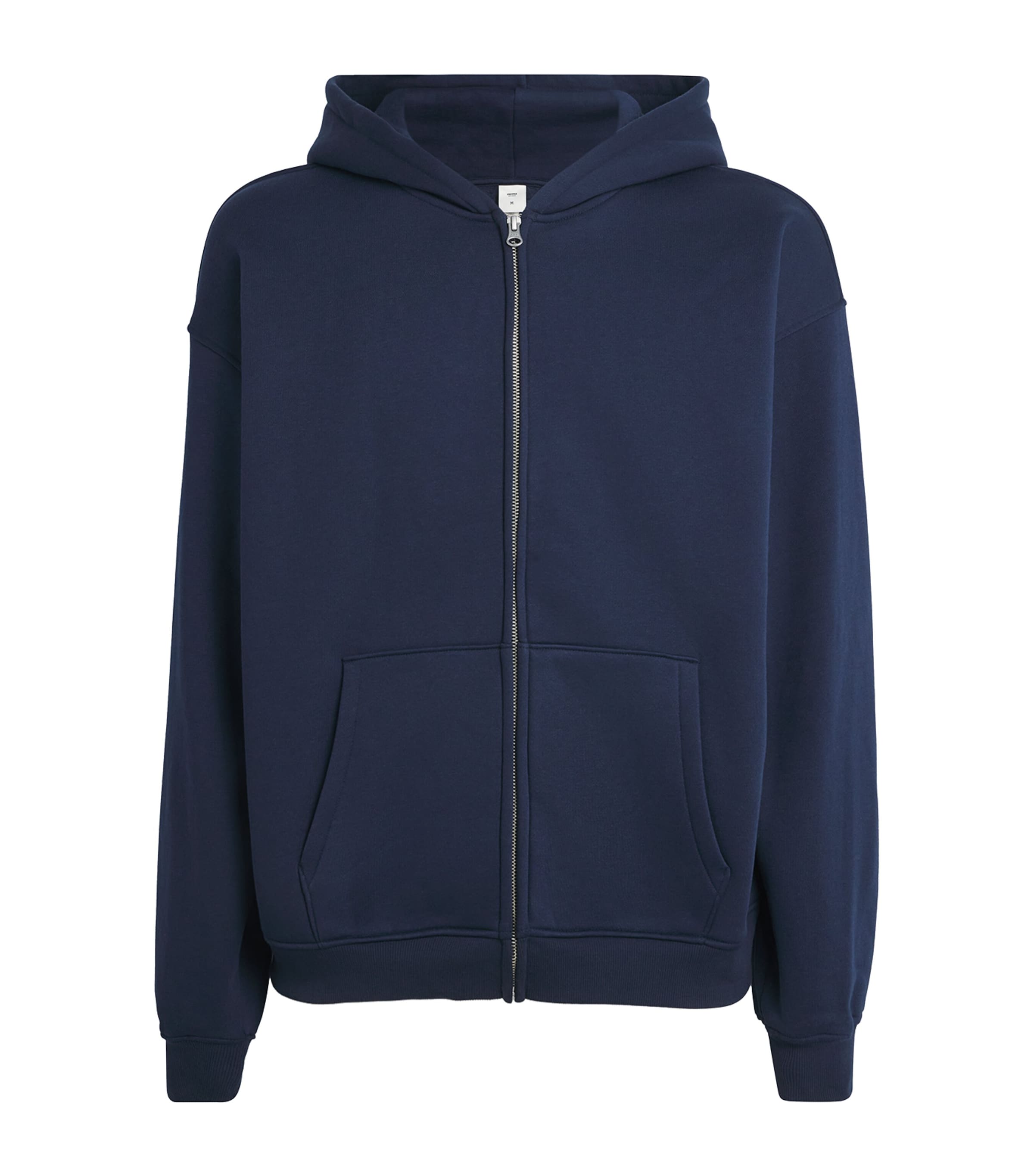 Skims Mens Fleece Lounge Relaxed Zip-Up Hoodie Navy