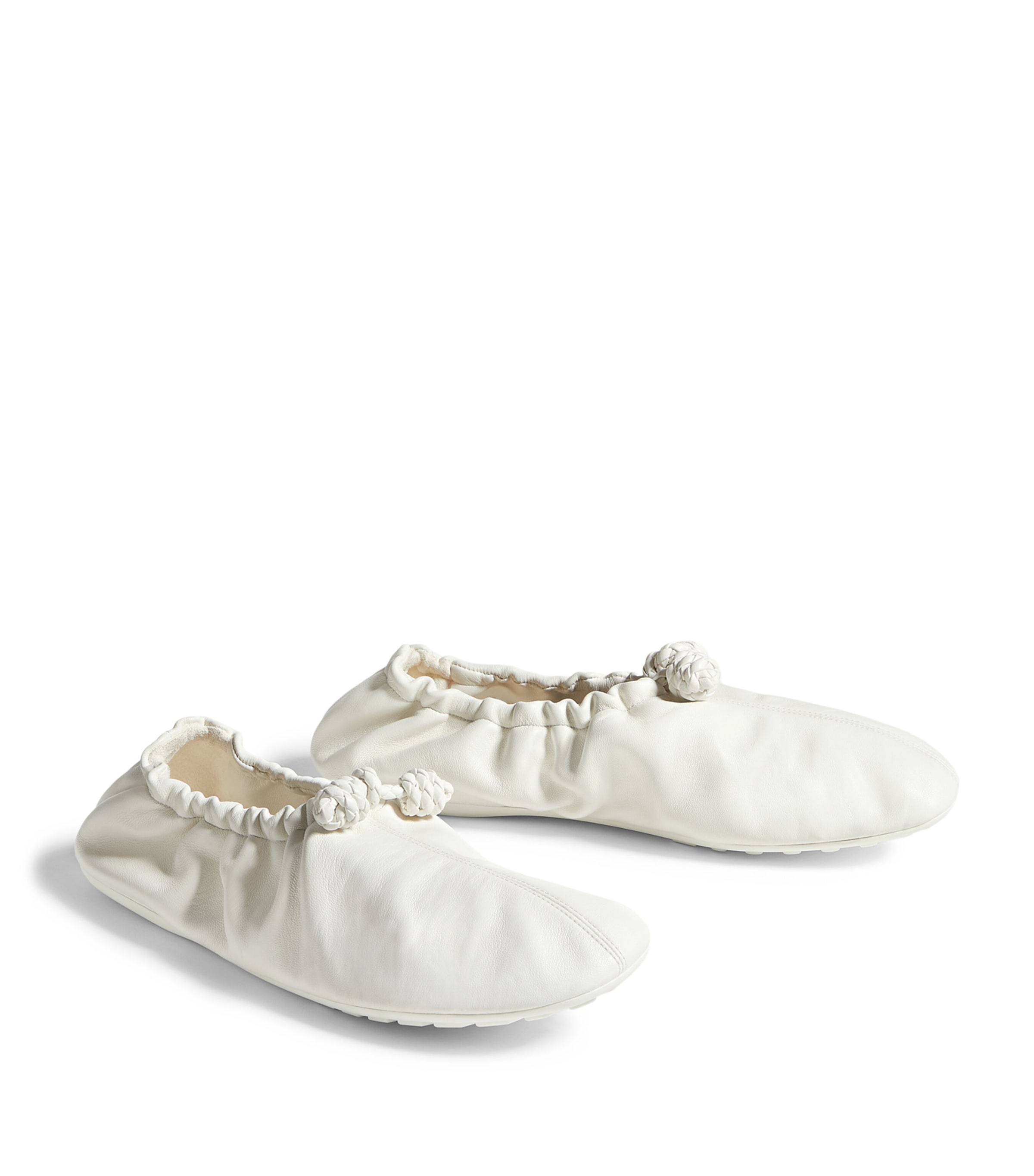 Bottega Veneta Leather Scrunched Ballet Flats