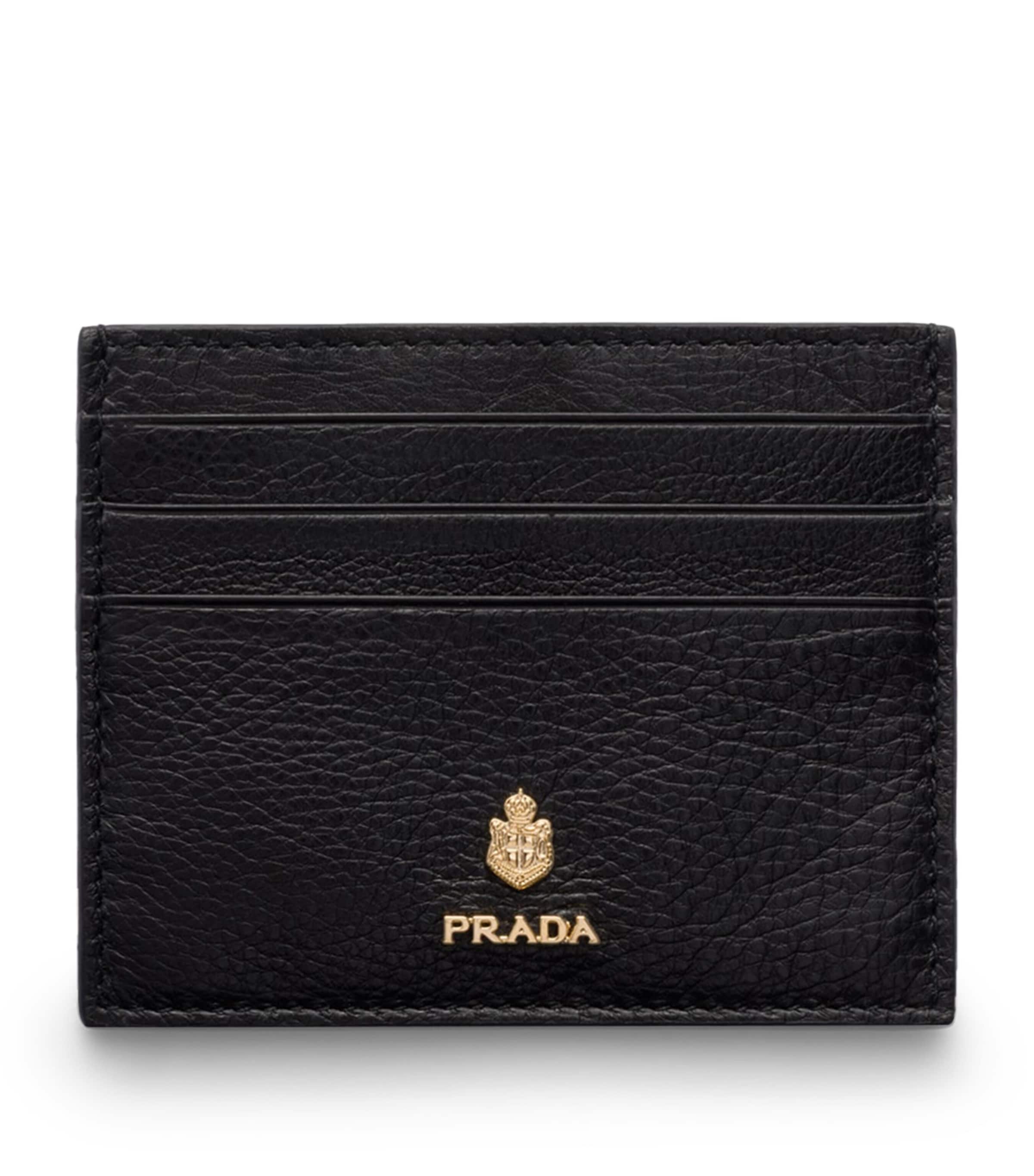 Prada Leather Logo Card Holder Black