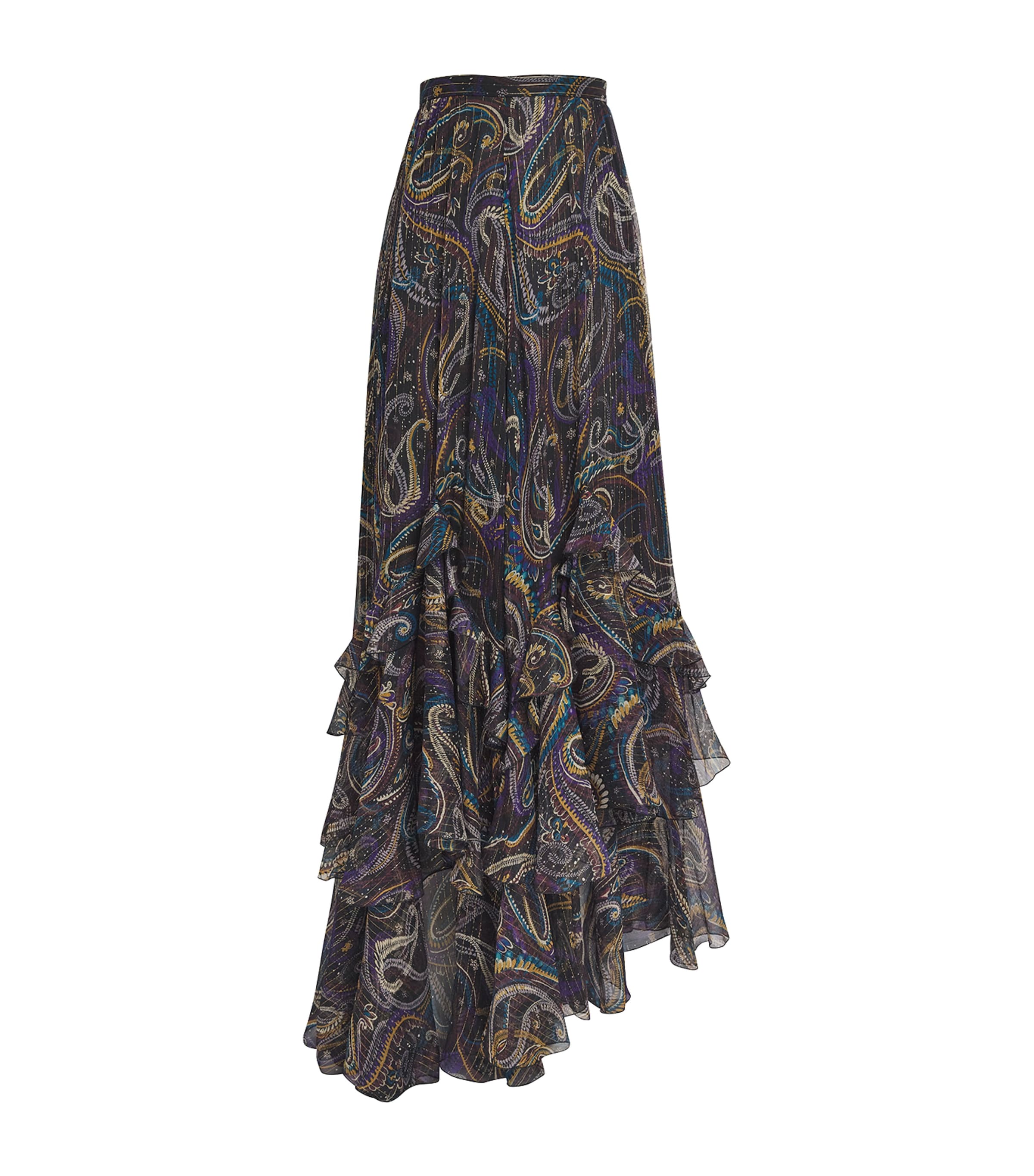 Silk-Blend Paisley Maxi Skirt