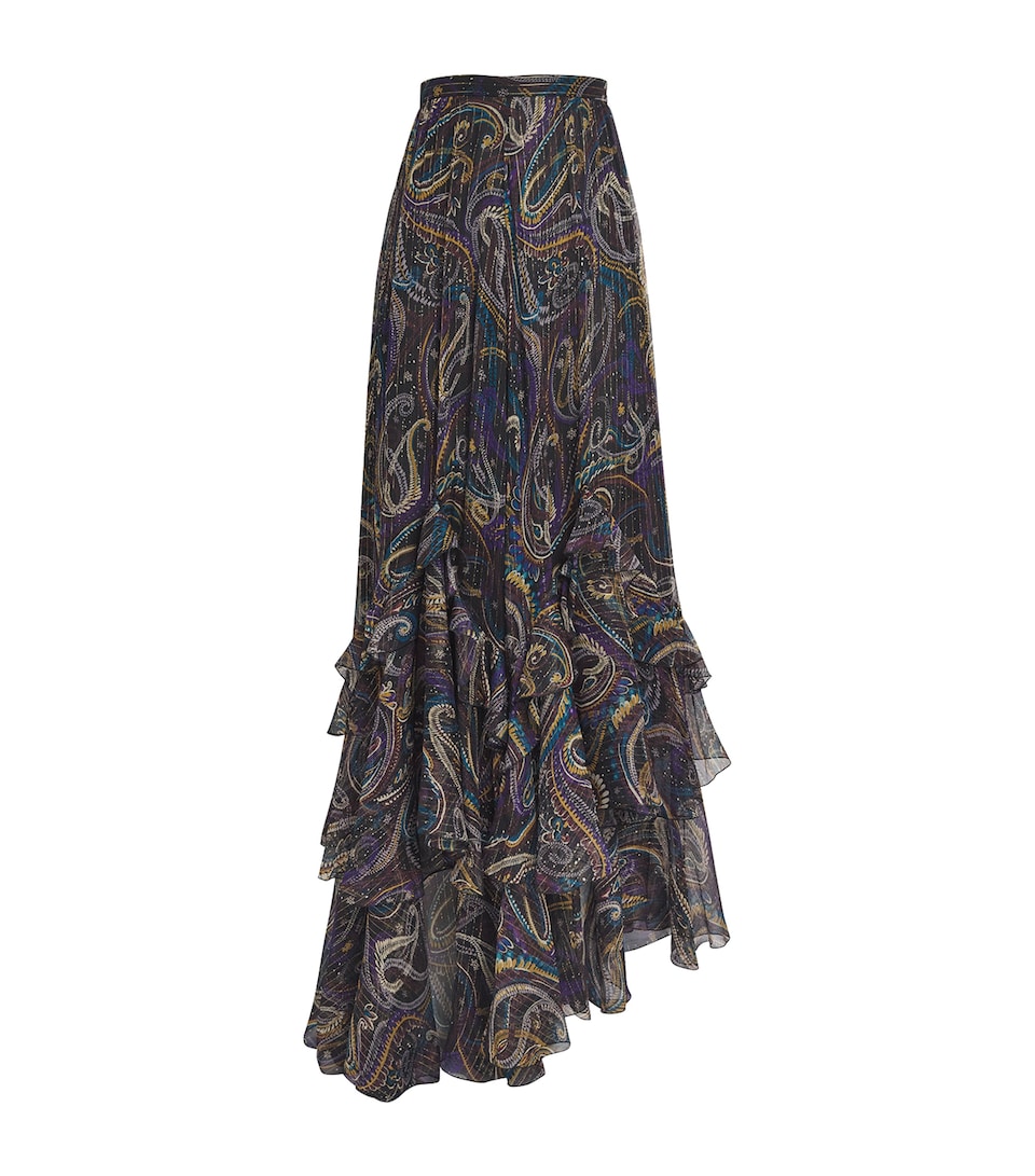 Silk-Blend Paisley Maxi Skirt