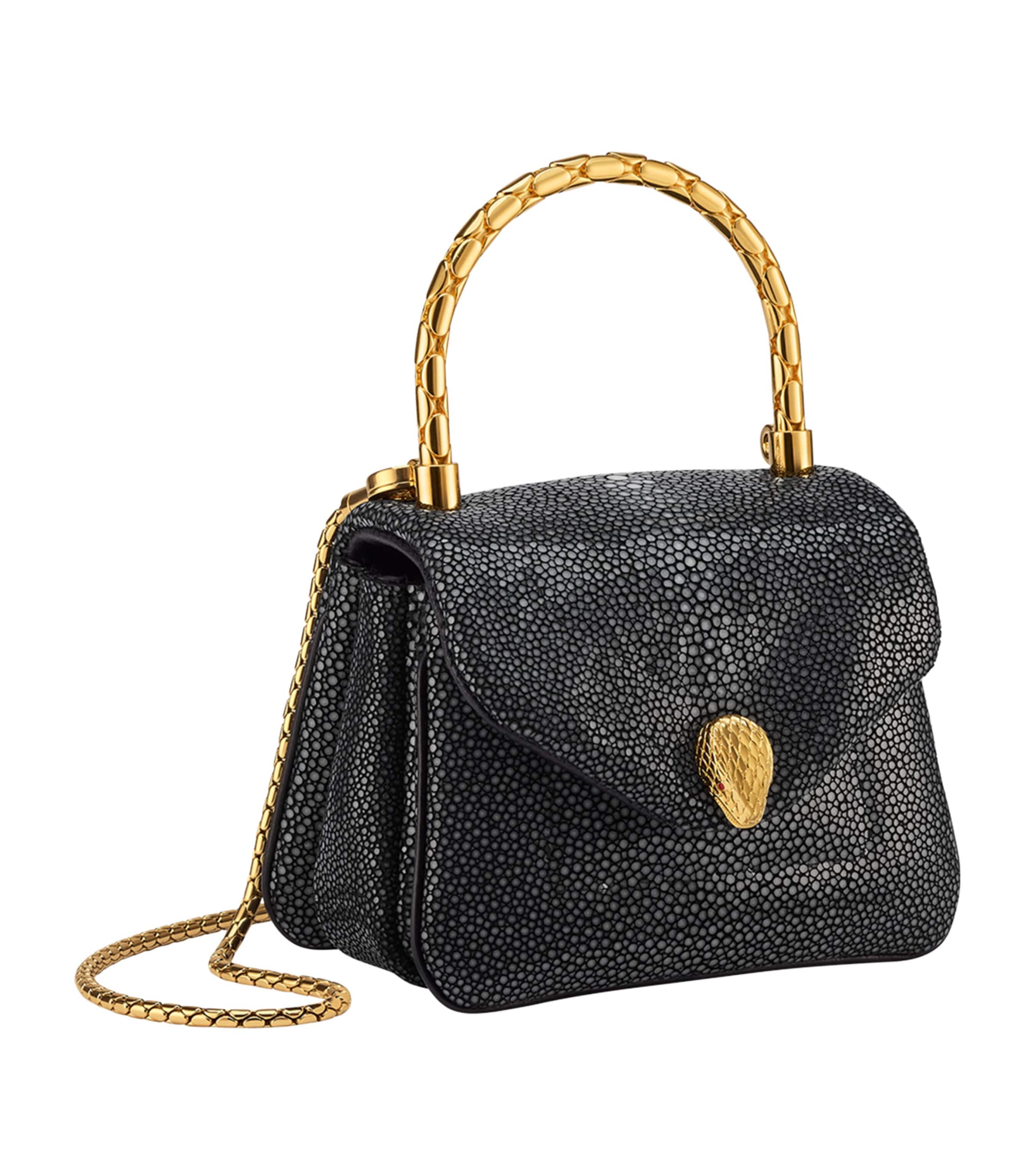 Leather Serpenti Reverse Top-Handle Bag