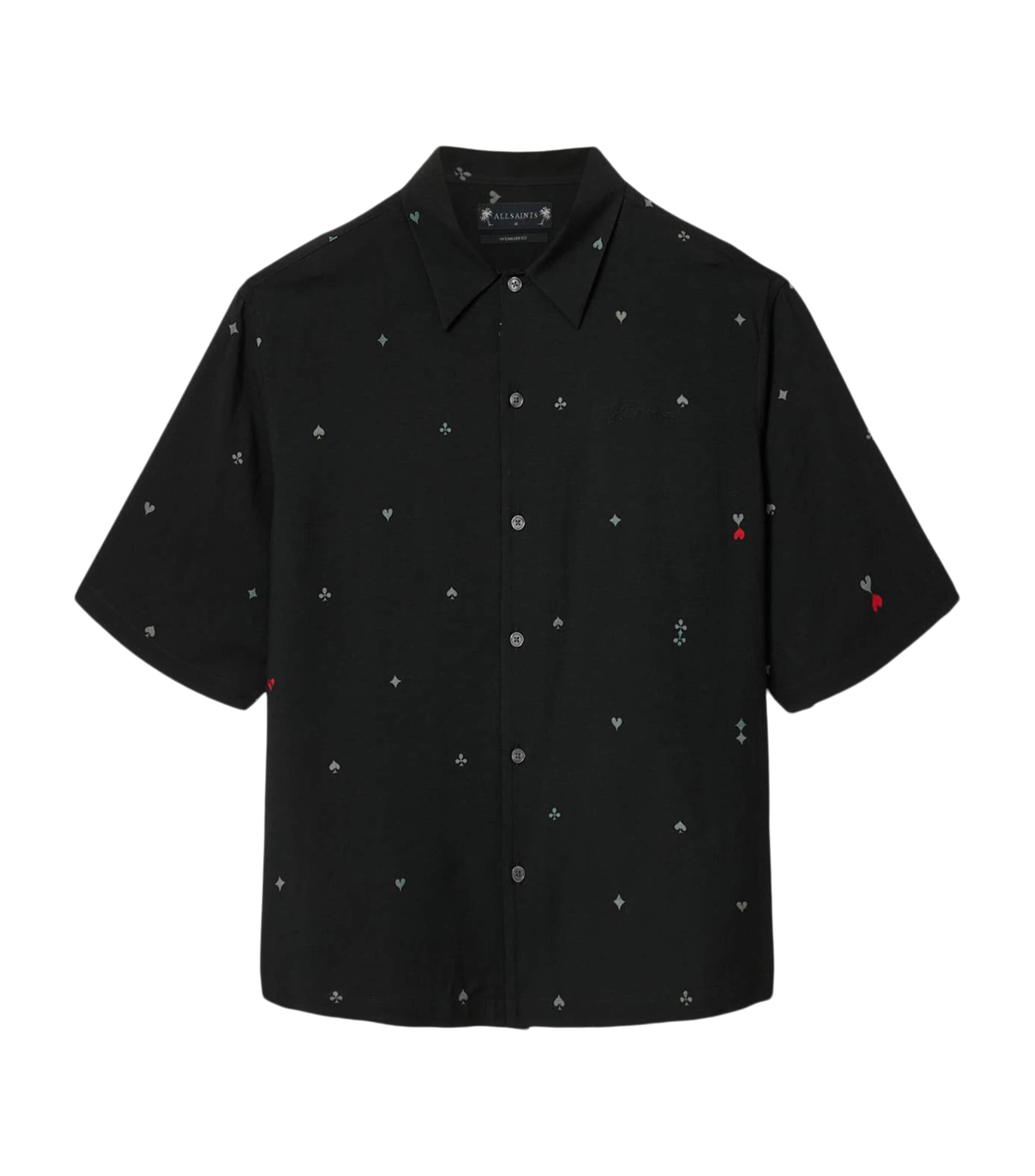 AllSaints Mens Short-Sleeve Cardsuit Shirt Black