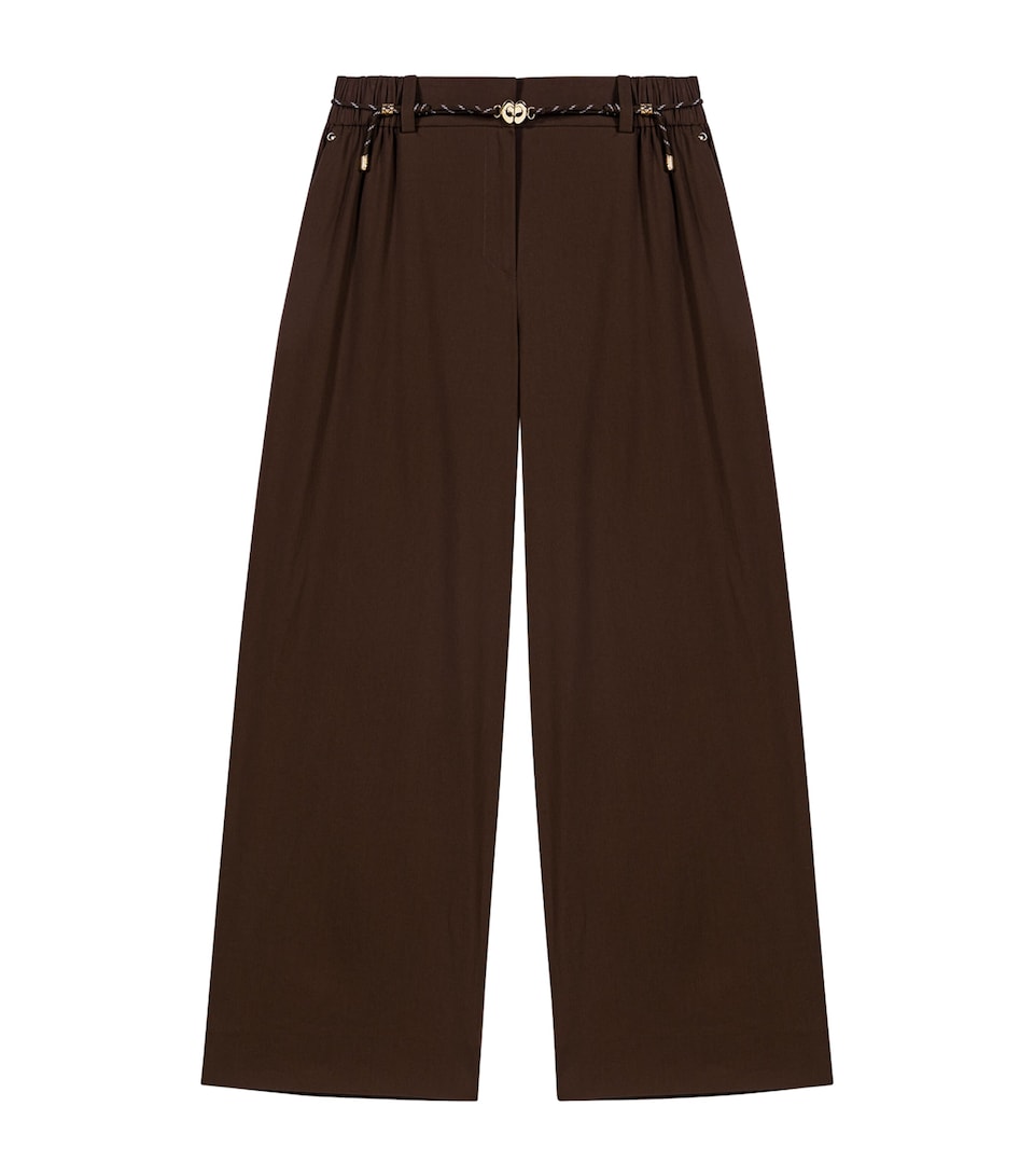 Maje Womens Cropped Wide-Leg Trousers Brown
