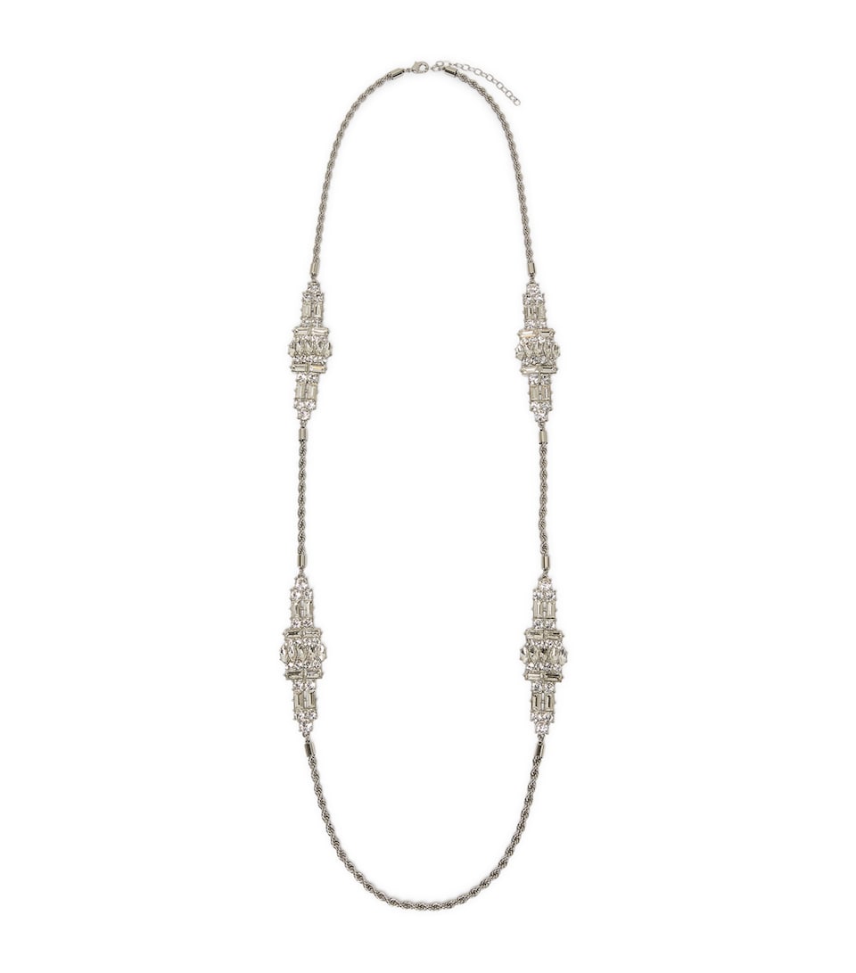 Marina Rinaldi Embellished Torchon Chain Necklace Crystal