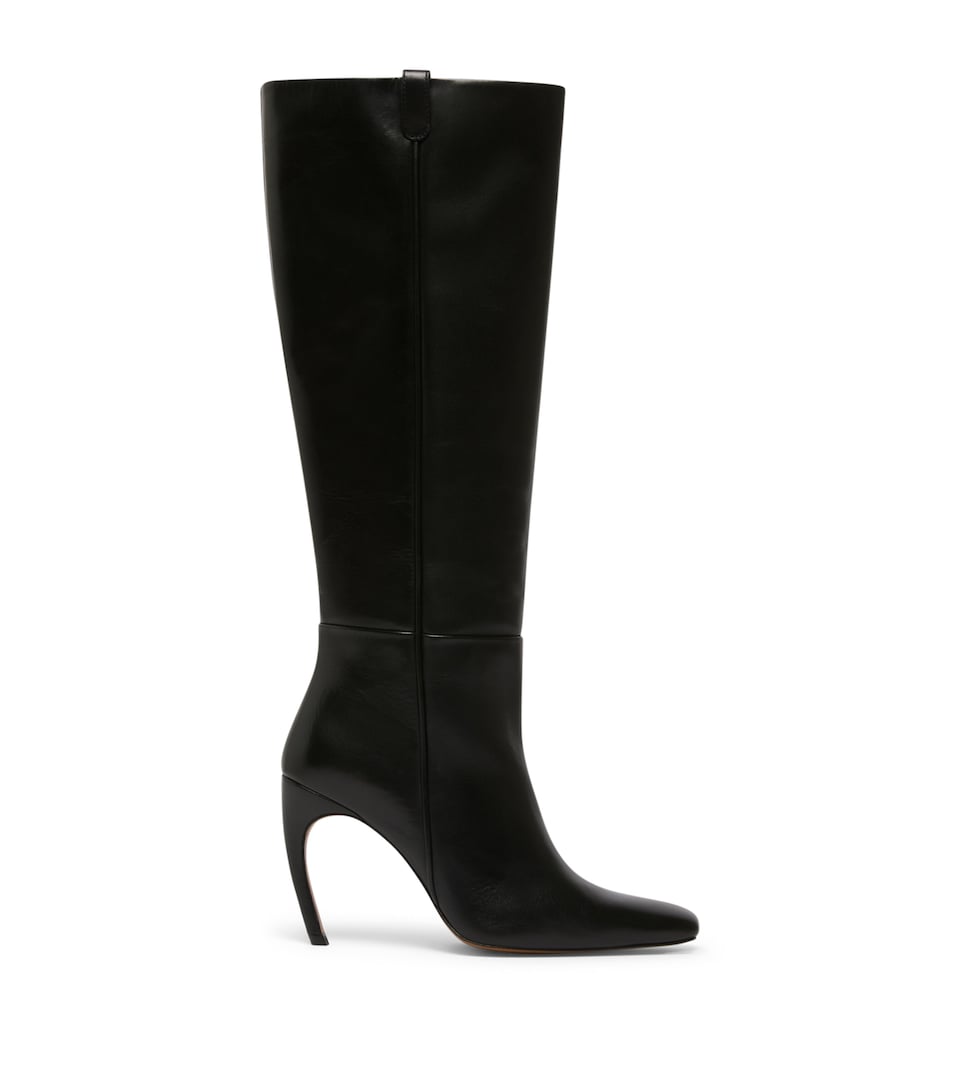 Marella x Cora Corré Leather Knee-High Boots Black