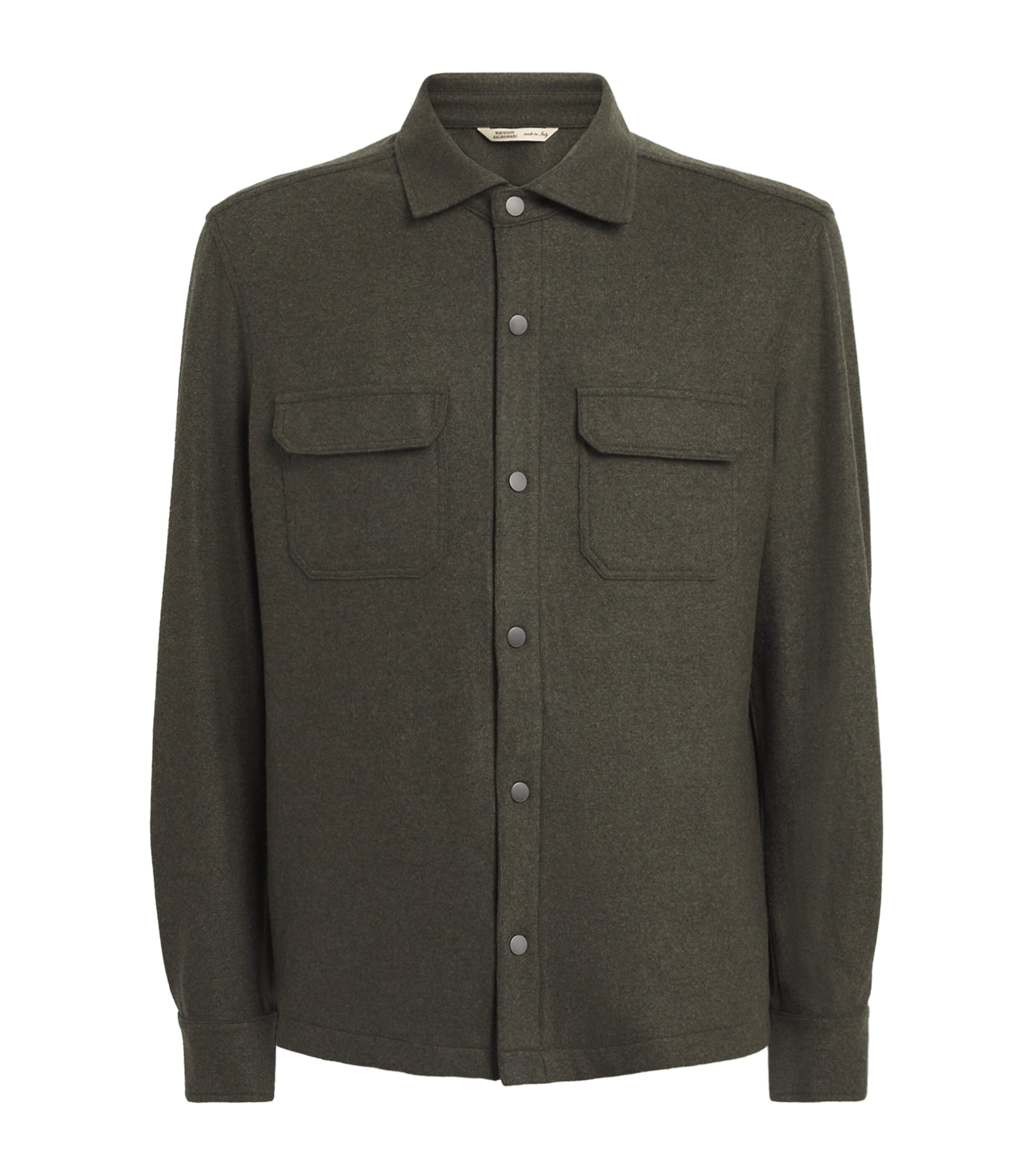 Maurizio Baldassari Mens Cashmere Overshirt Dark Olive