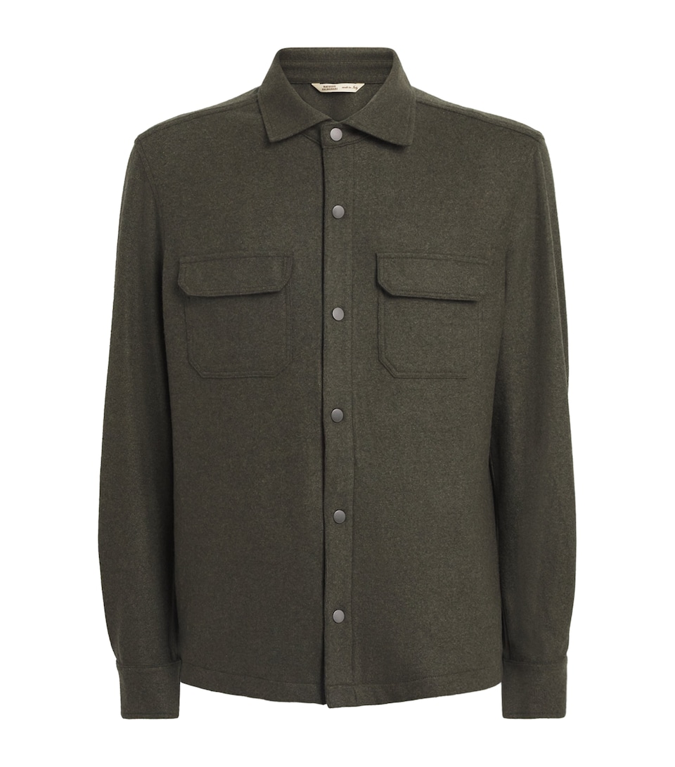 Maurizio Baldassari Mens Cashmere Overshirt Dark Olive