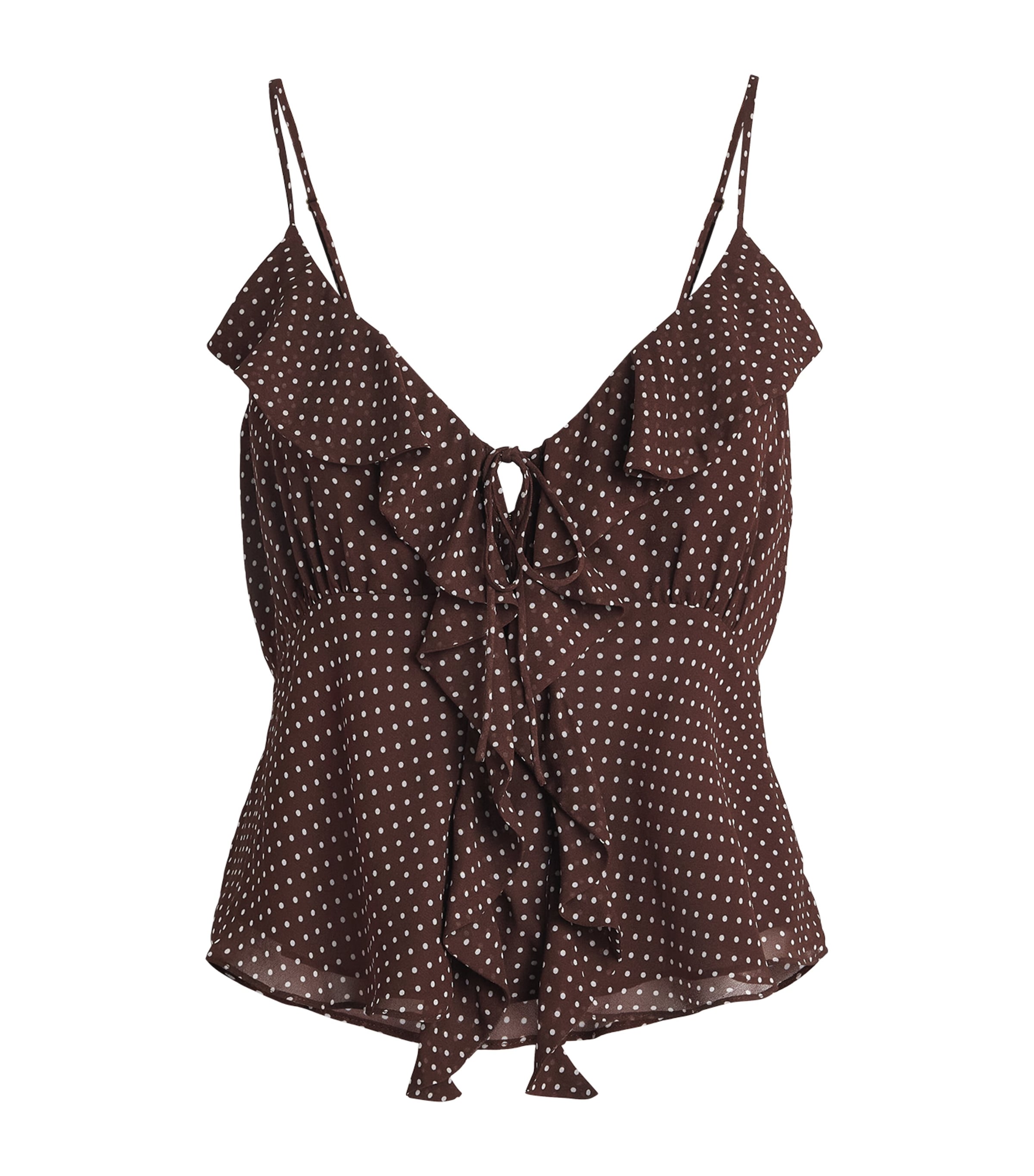 PAIGE Womens Ruffled Indiah Cami Top Mahogany / Ecru