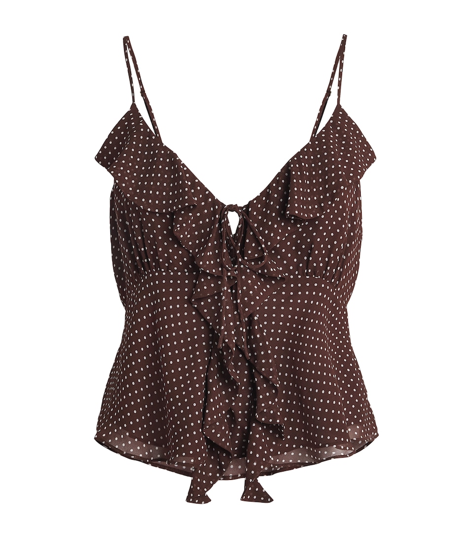 PAIGE Womens Ruffled Indiah Cami Top Mahogany / Ecru