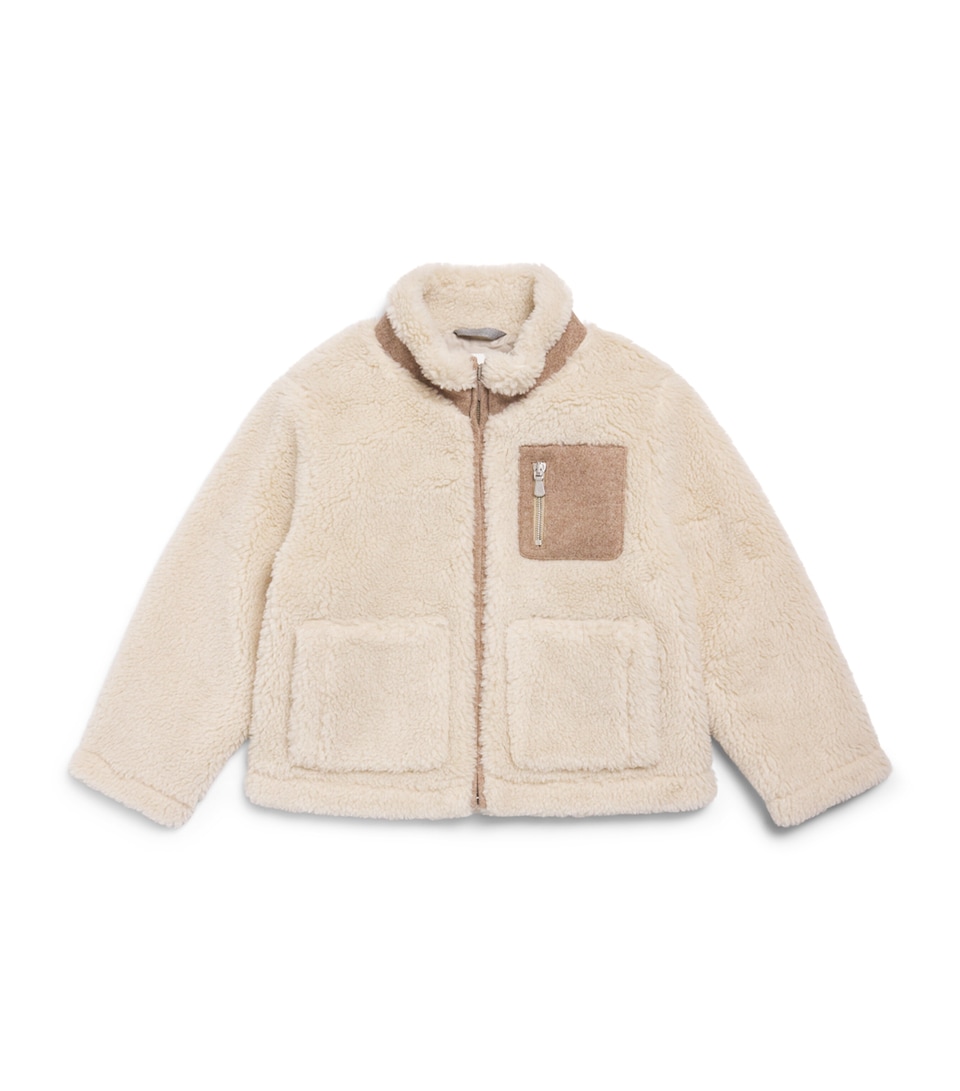 Eleventy Kids High-Neck Teddy Jacket (2-16 Years) Beige