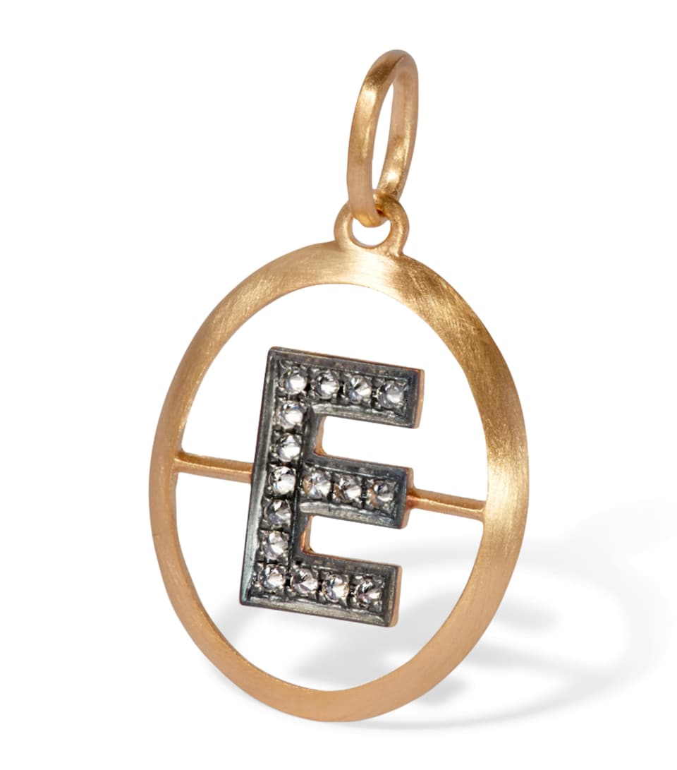 Yellow Gold and Diamond Initial E Pendant