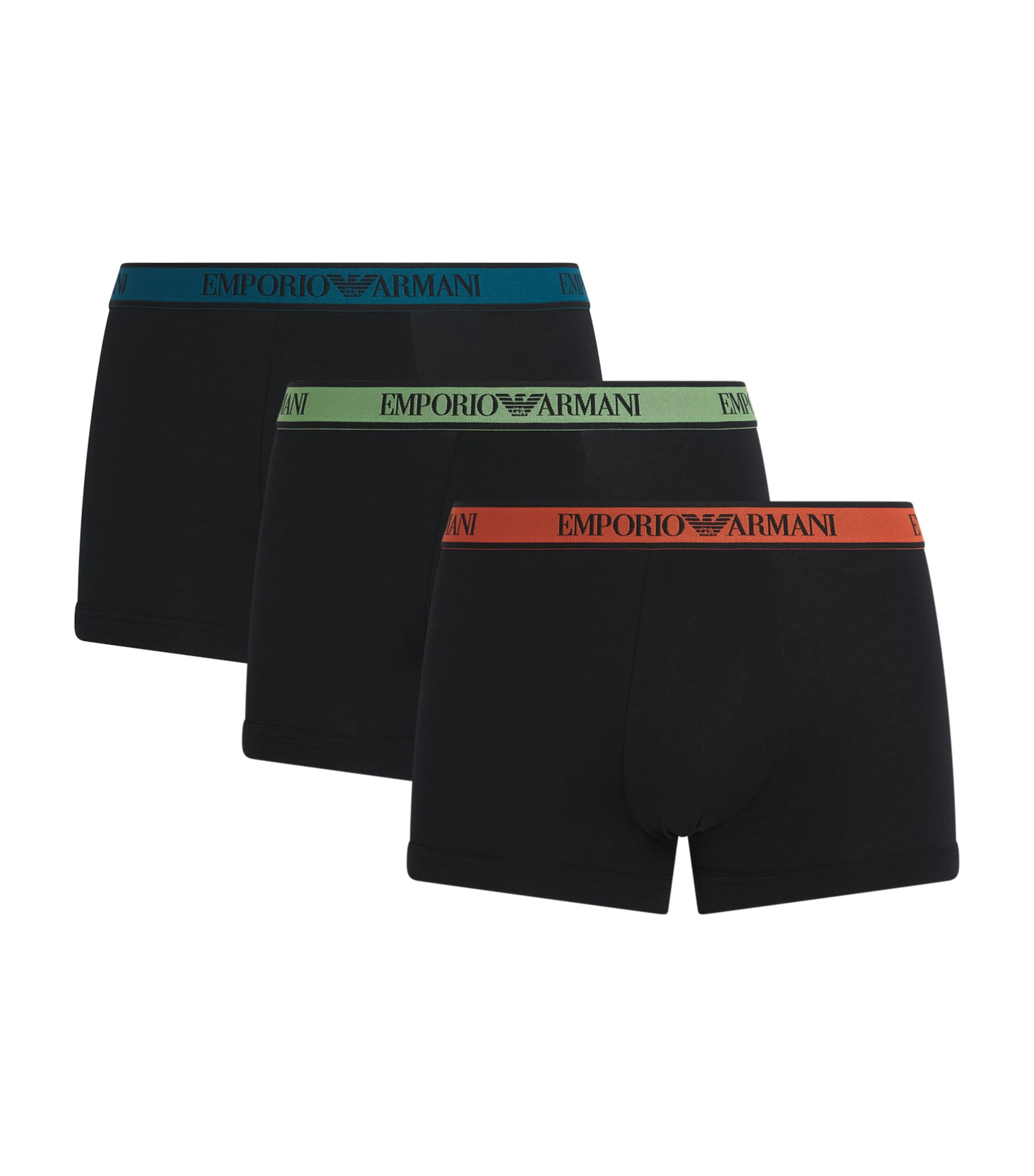 Emporio Armani Mens Stretch-Cotton Logo Trunks (Pack of 3) Black/bla