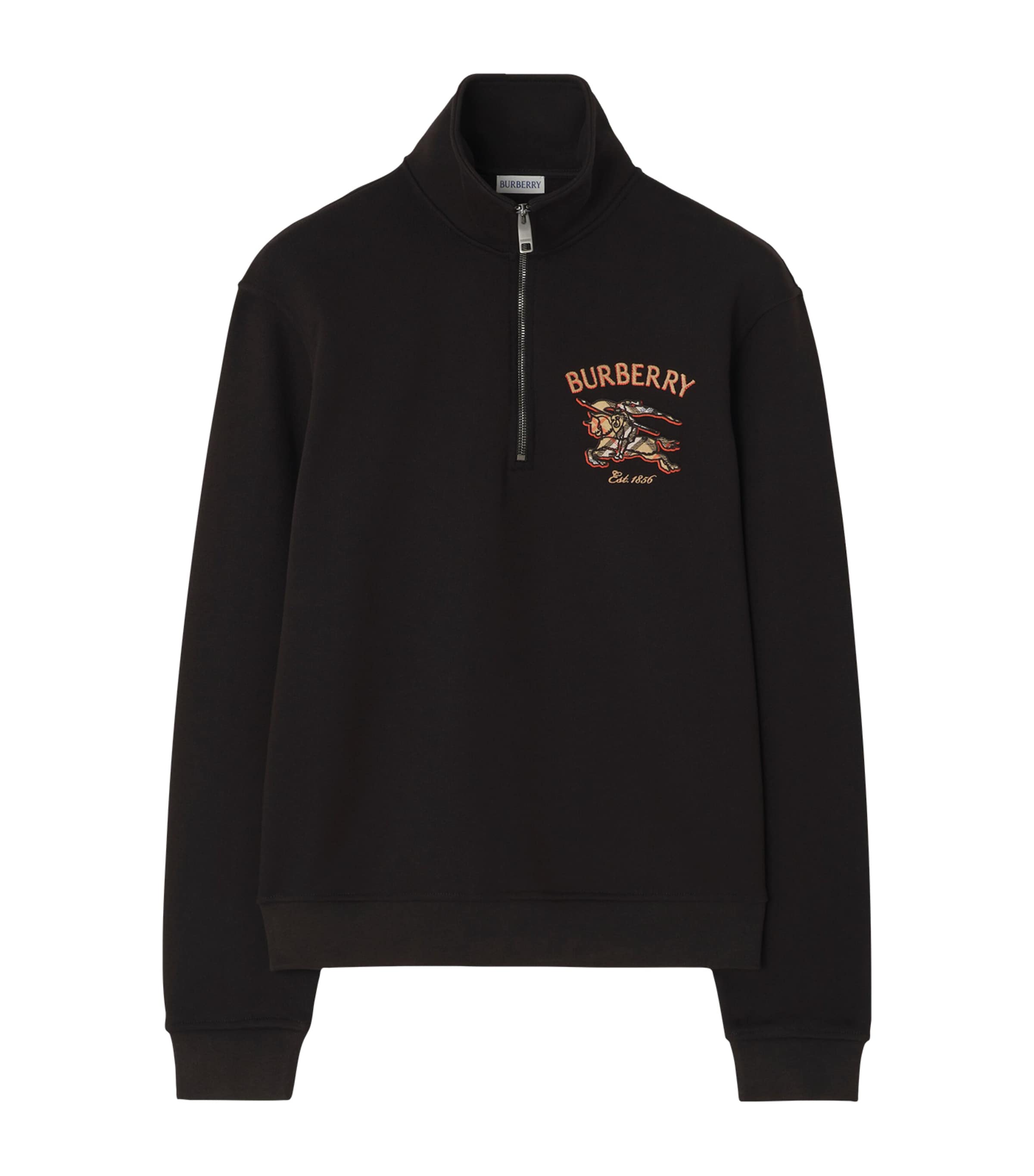Burberry Mens Cotton EKD Quarter-Zip Sweatshirt Black