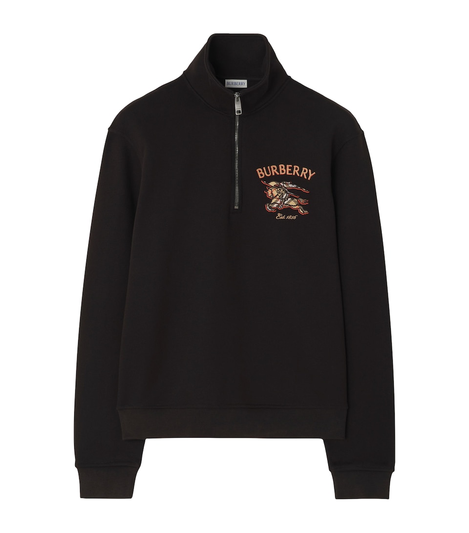 Burberry Mens Cotton EKD Quarter-Zip Sweatshirt Black