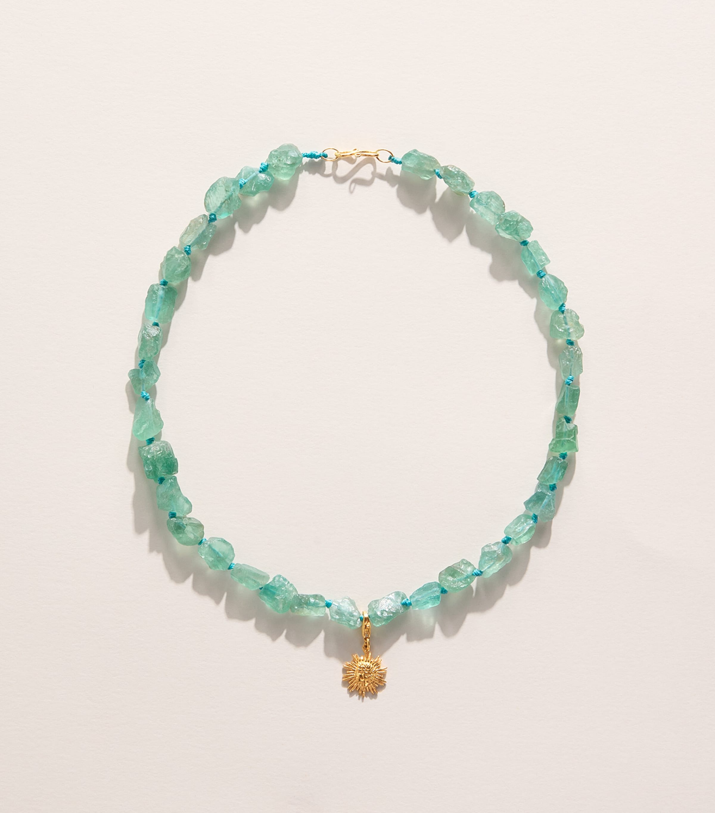 Hermina Athens Beaded Sun Charm Necklace Gold