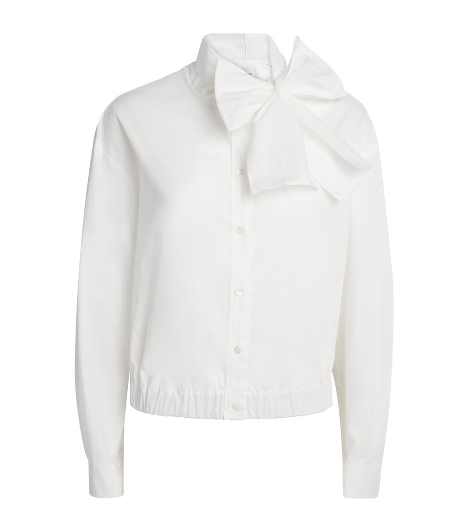 Claudie Pierlot Womens Cotton Pussy-Bow Blouse White
