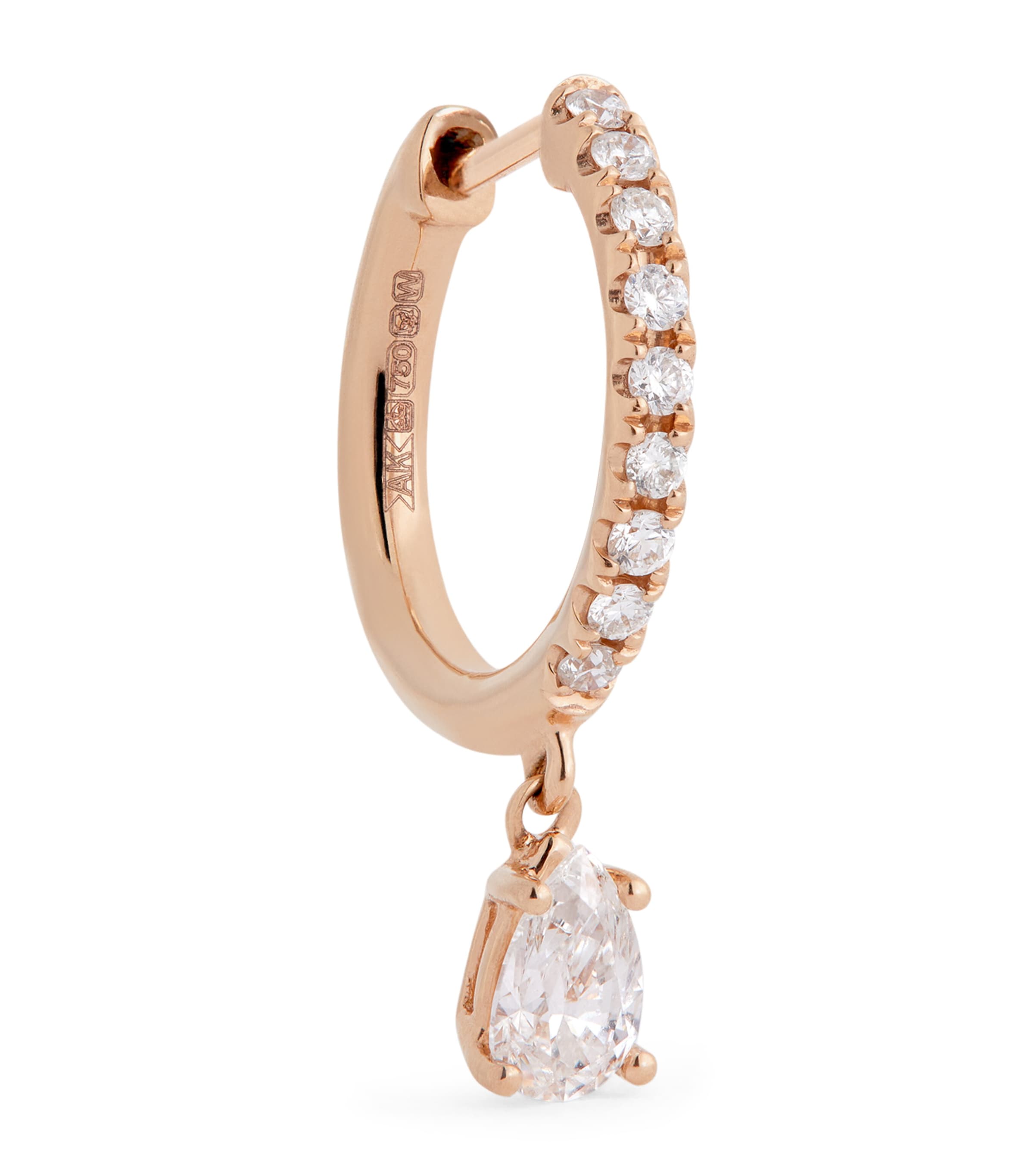 Rose Gold and Diamond Single Huggie Earring